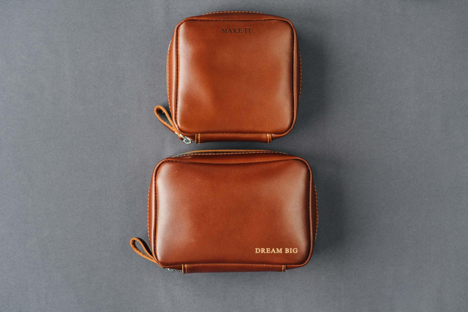 Zippered Leather Cable Organizer with Handle | Travel Tech Pouch