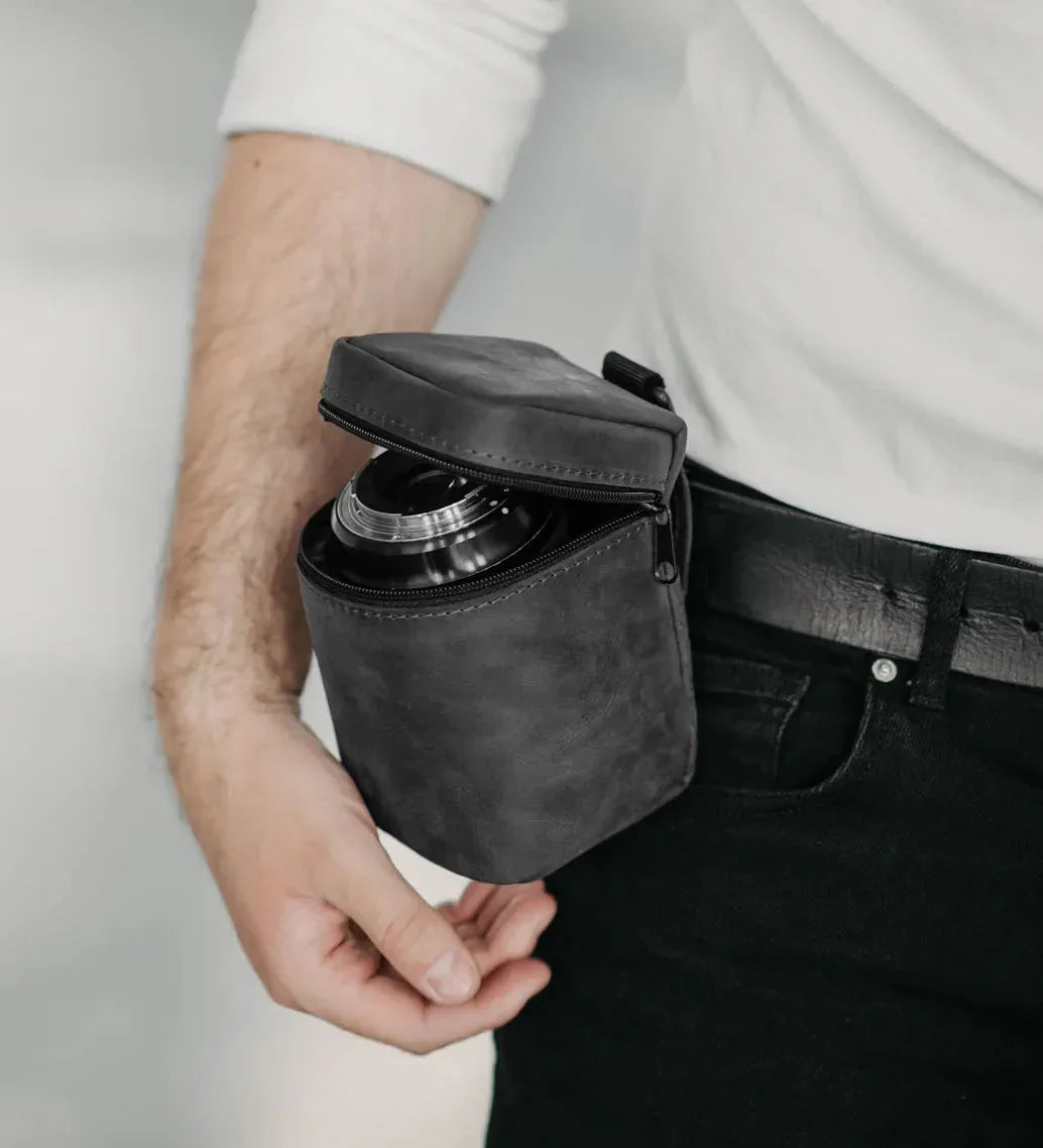 Waxed Matte Leather Camera Lens Pouch – 4 Size Options