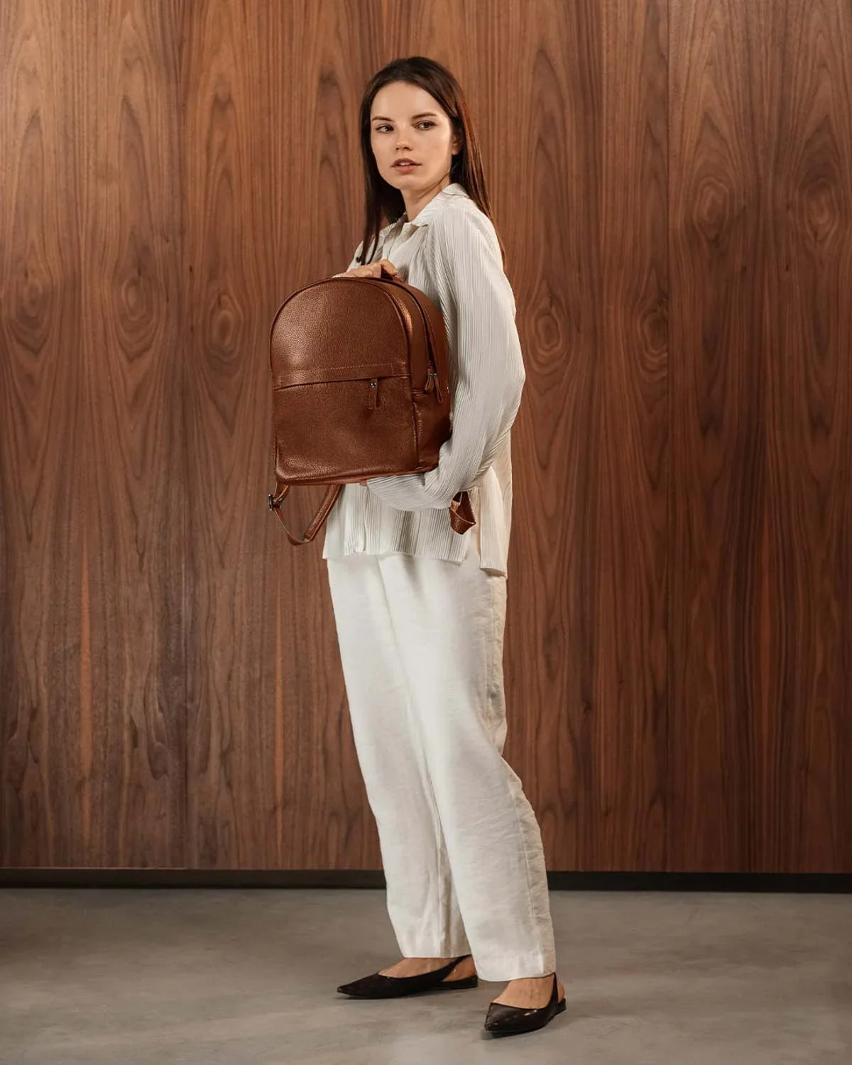 Zippered Leather Backpack for Women – Full Grain Craftsmanship