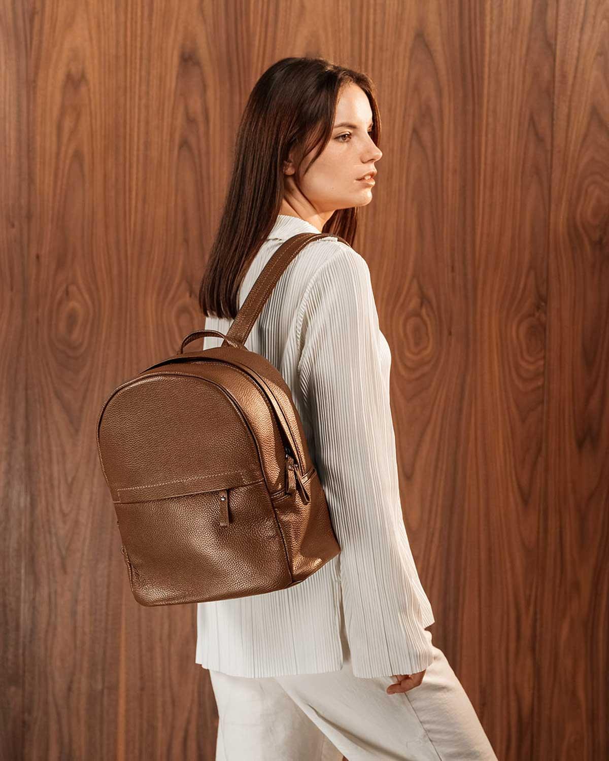 Zippered Leather Backpack for Women – Full Grain Craftsmanship