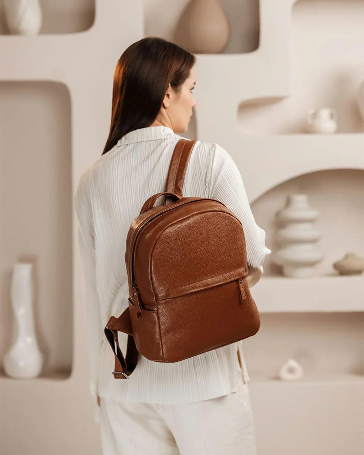Zippered Leather Backpack for Women – Full Grain Craftsmanship