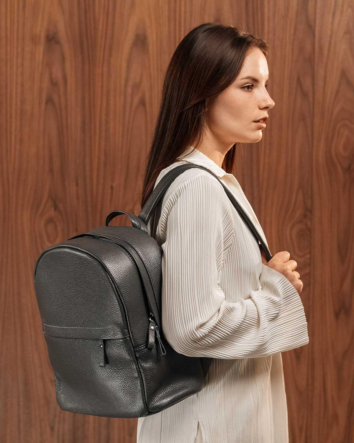Zippered Leather Backpack for Women – Full Grain Craftsmanship