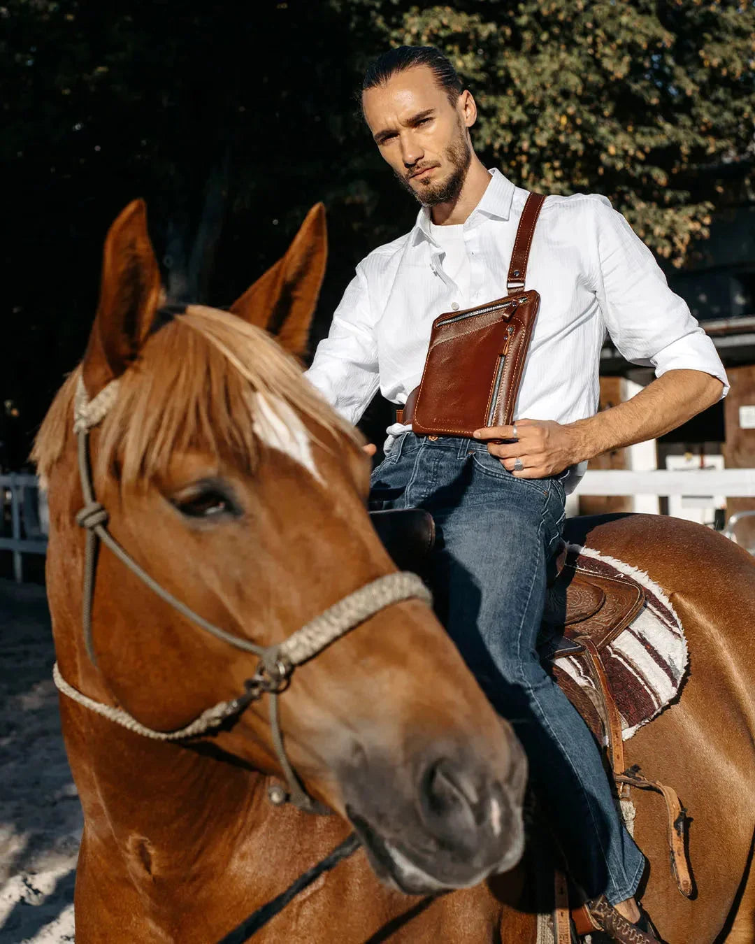 Smooth Leather Sling Bag for Men's | Hidden
