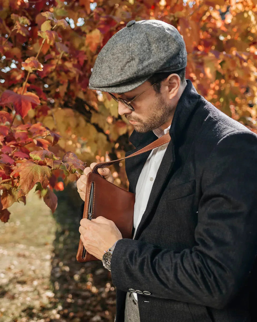 Smooth Leather Sling Bag for Men's | Hidden