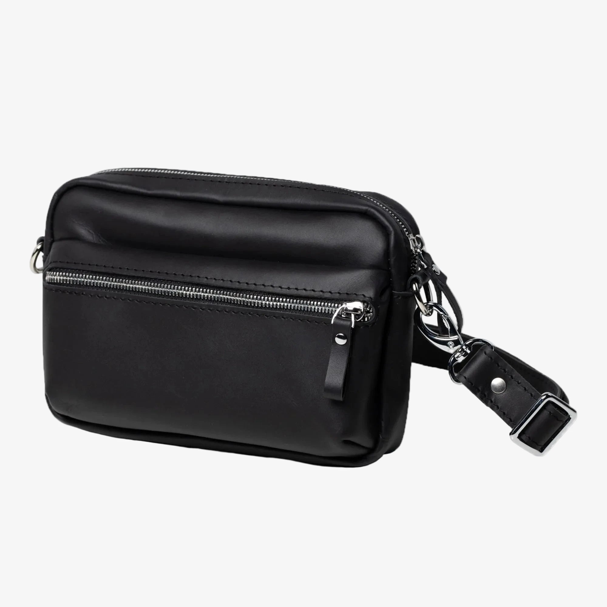 WalkBag - Leather Crossbody for Everyday | Smooth | Black - Wenderfarer