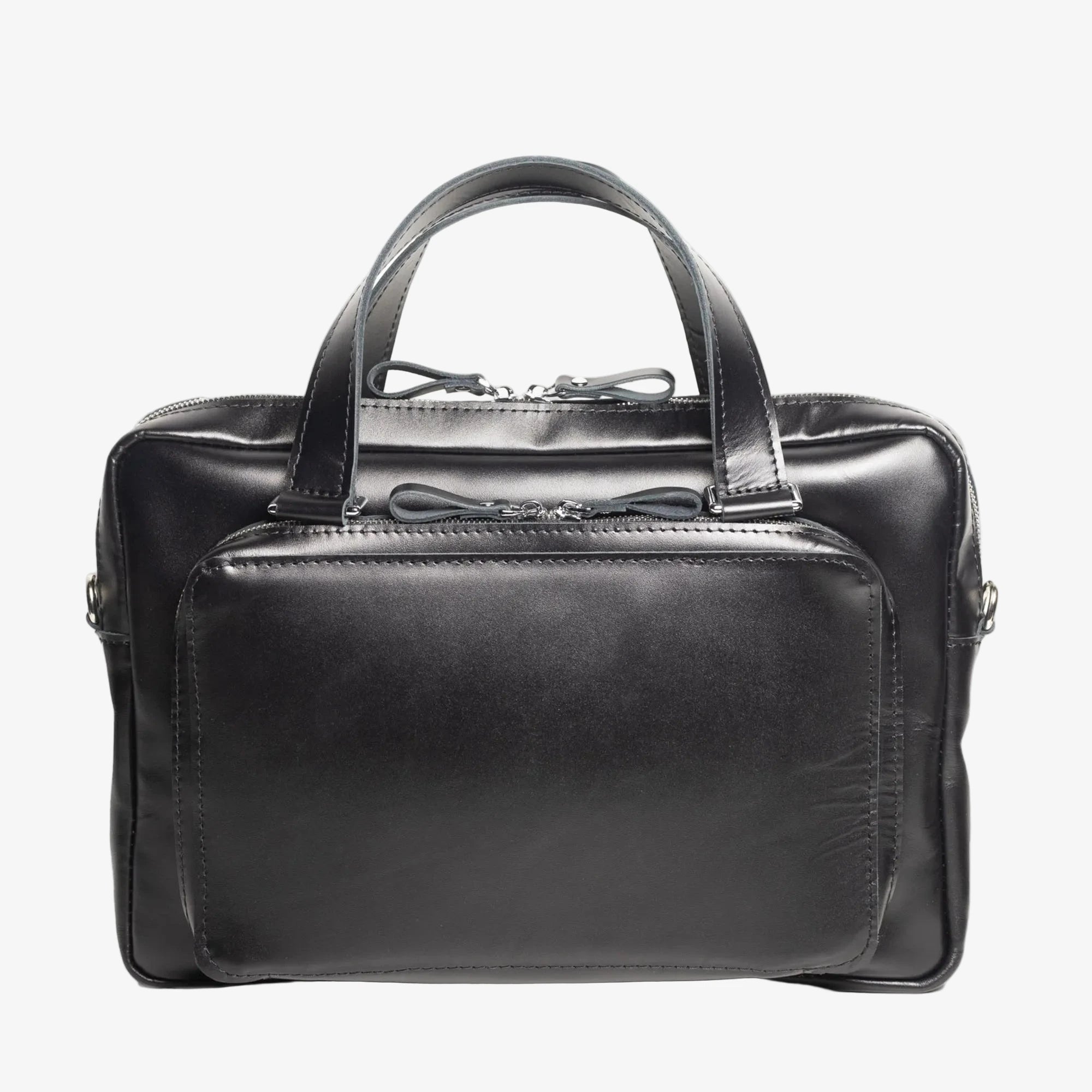 Leather Laptop Briefcase with Organizer | Smooth Black - Wenderfarer