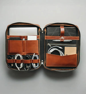 Smooth Leather A4 Folio for Laptop, Cables, Documents