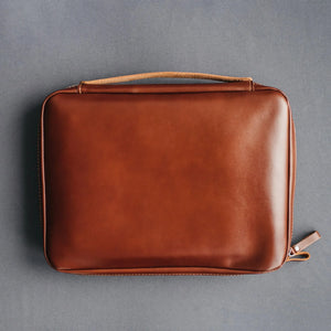 Smooth Leather A4 Folio for Laptop, Cables, Documents