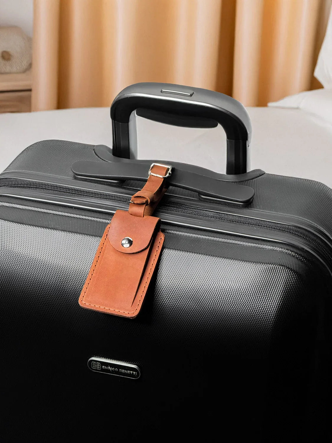 Matte Leather Luggage Tag with Pocket Travel Accessory