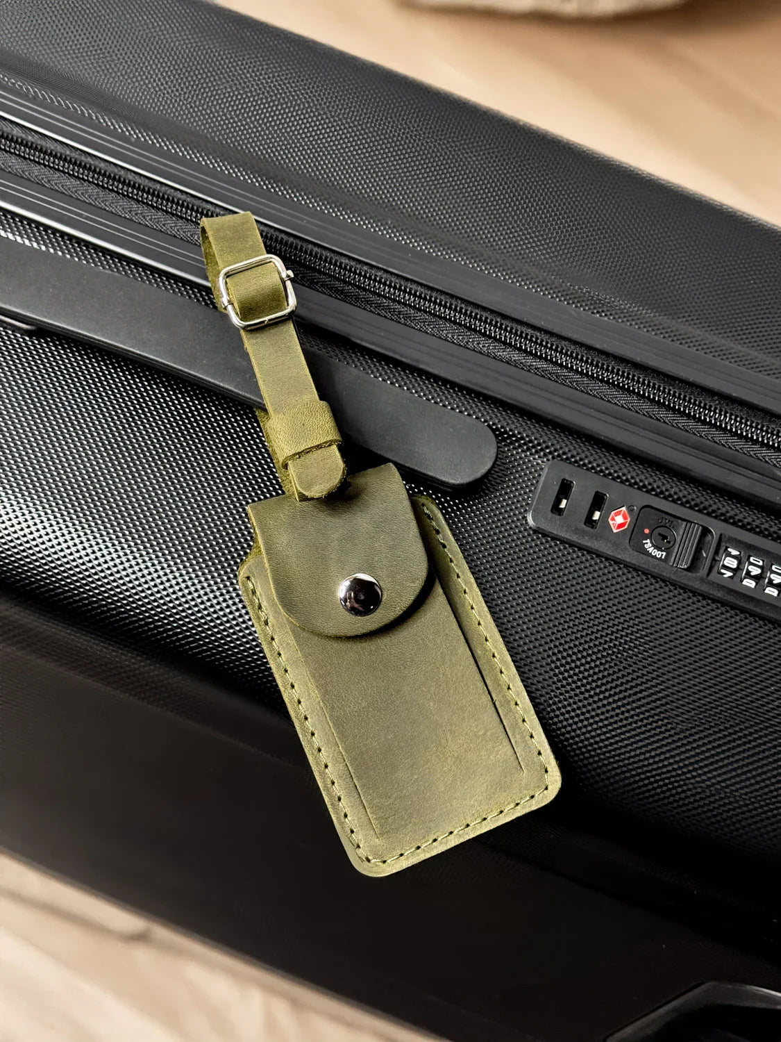 Matte Leather Luggage Tag with Pocket Travel Accessory