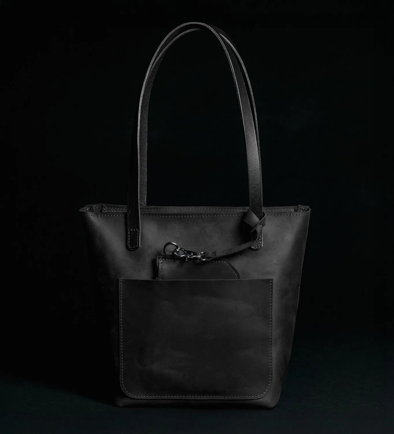 Distressed Cowhide Leather Tote Bag with Removable Pouch