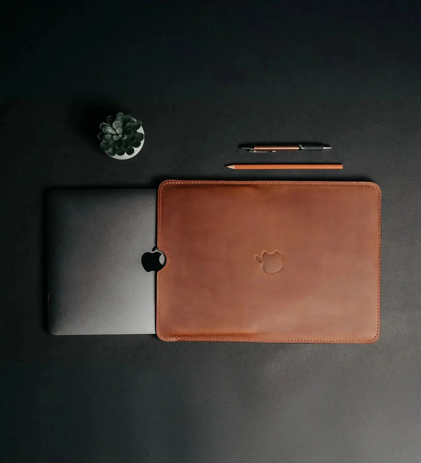 Waxed Matte Leather MacBook Case – Open Edge for Charging | Flatcase