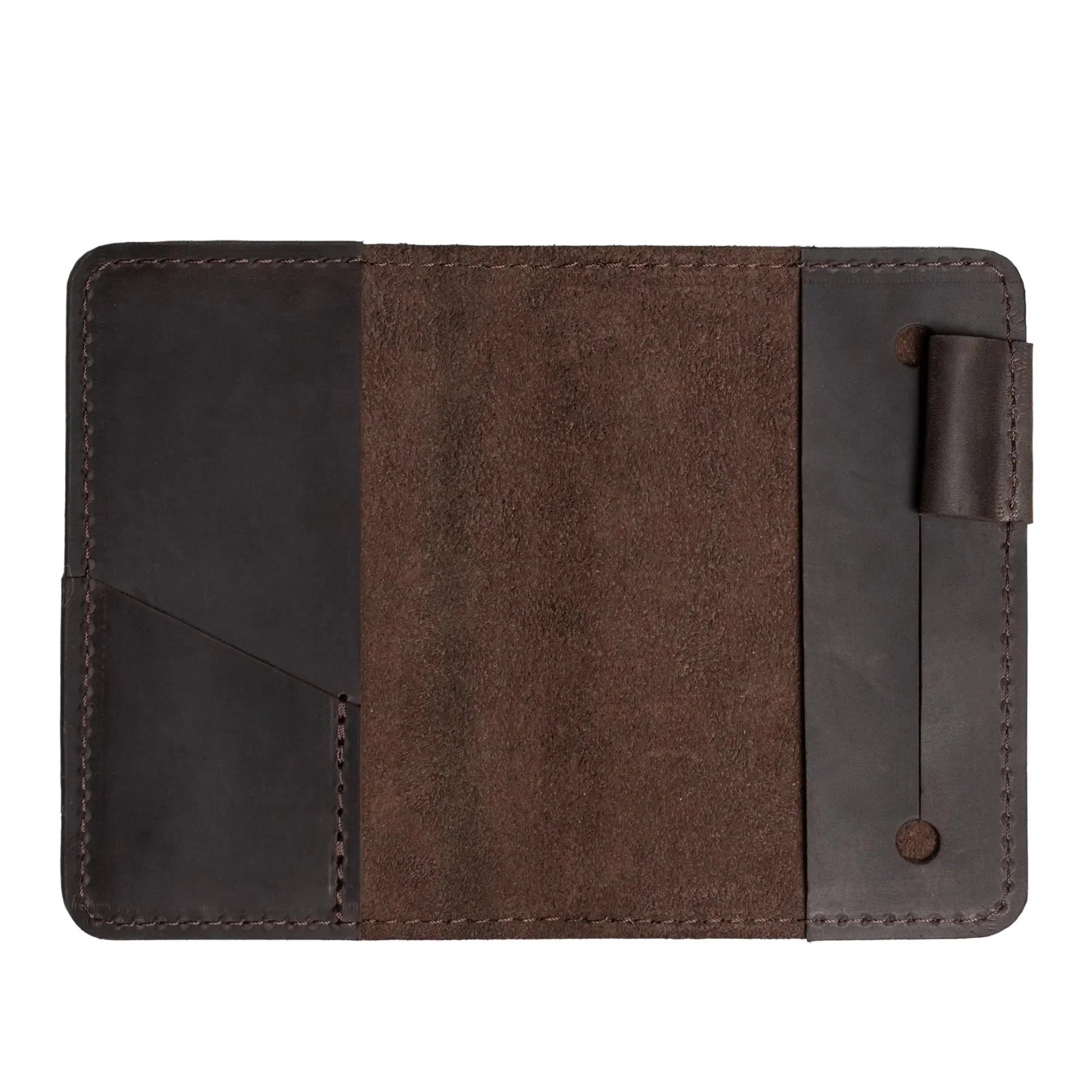 Distressed Leather Journal Cover – A6/A5/A4, Elastic + Pen Loop