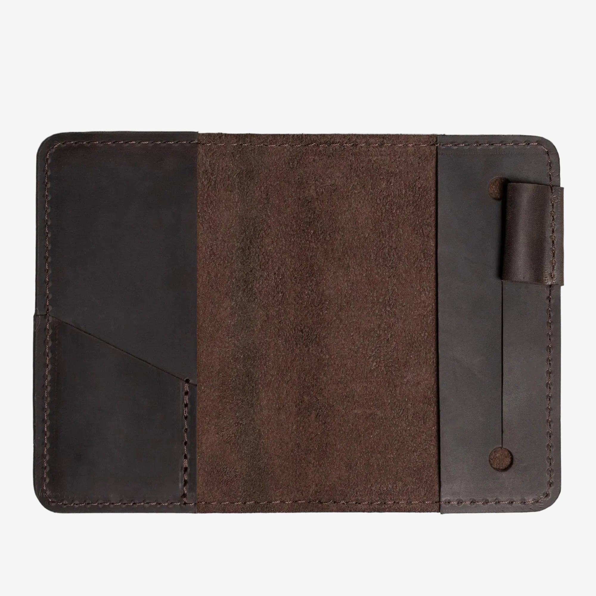 Distressed Leather Journal Cover – A6/A5/A4, Elastic + Pen Loop