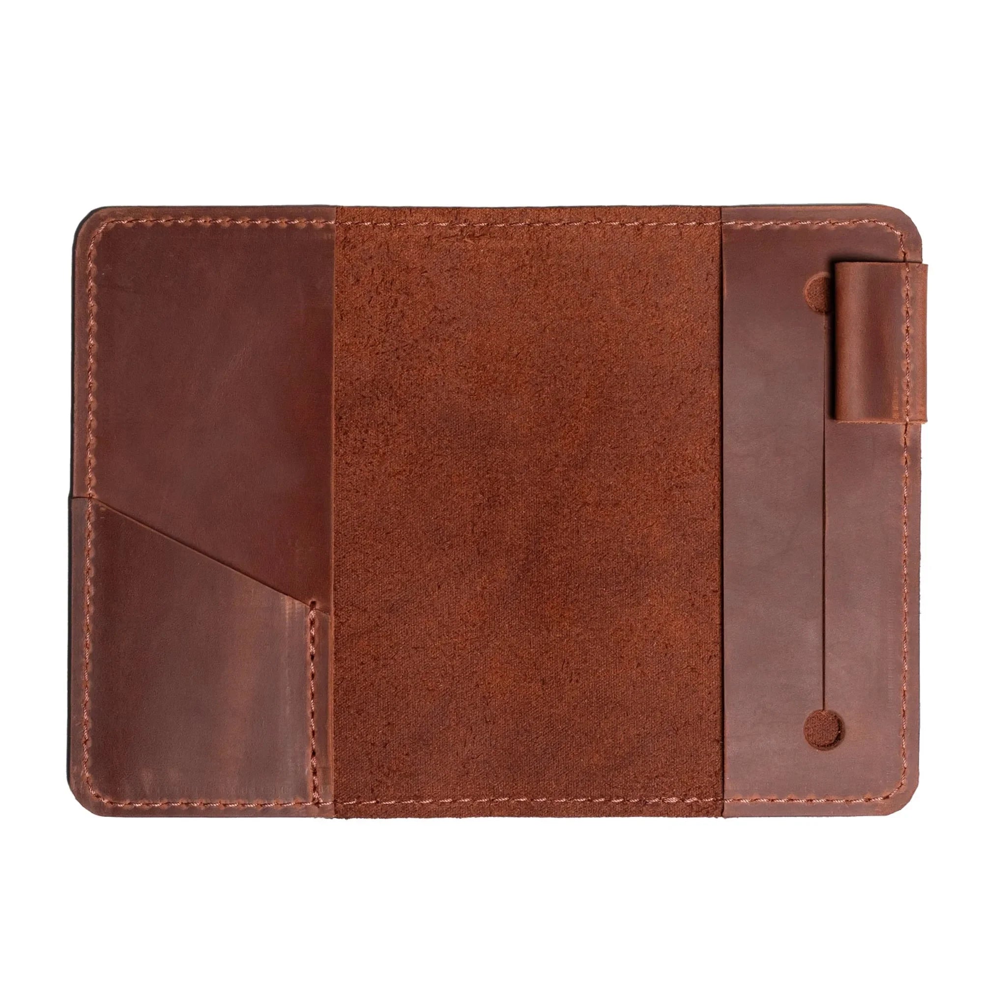 Distressed Leather Journal Cover – A6/A5/A4, Elastic + Pen Loop