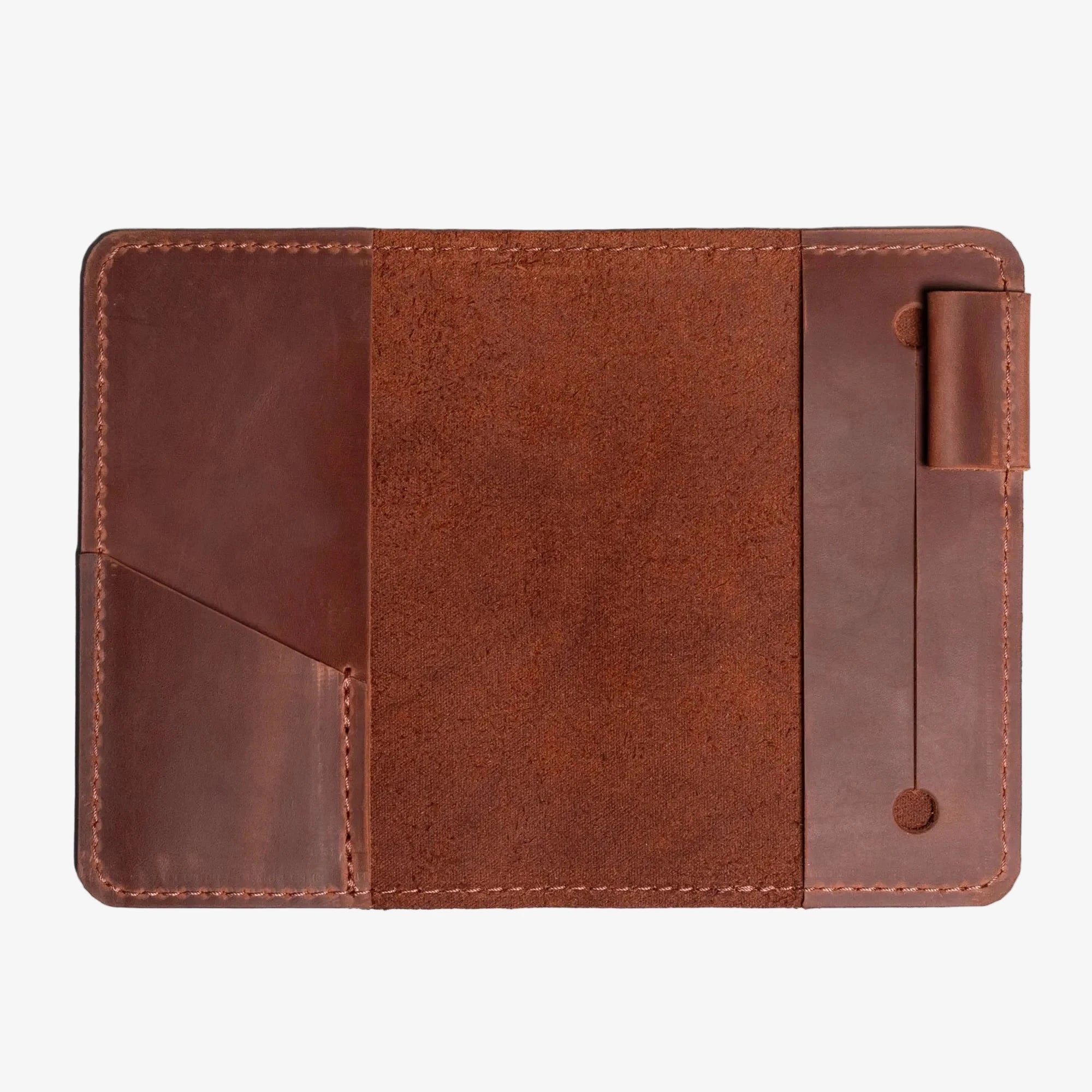 Distressed Leather Journal Cover – A6/A5/A4, Elastic + Pen Loop