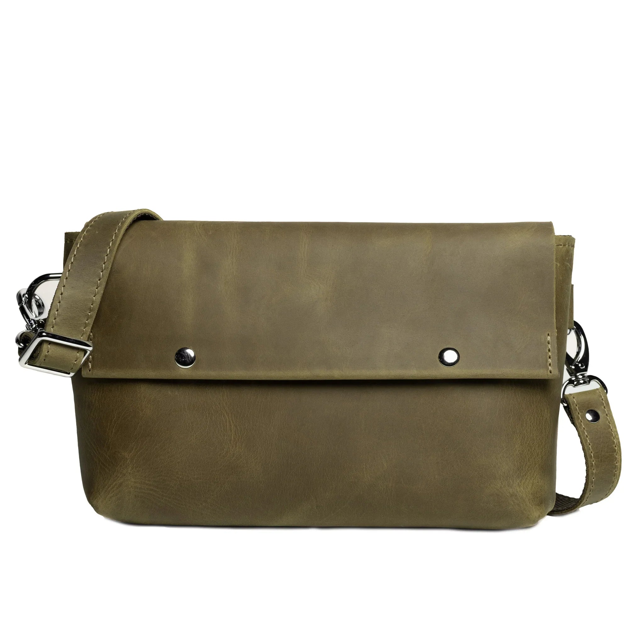 Matte Waxed Leather Unisex Crossbody Bag - Convertible to Waist bag, Clutch