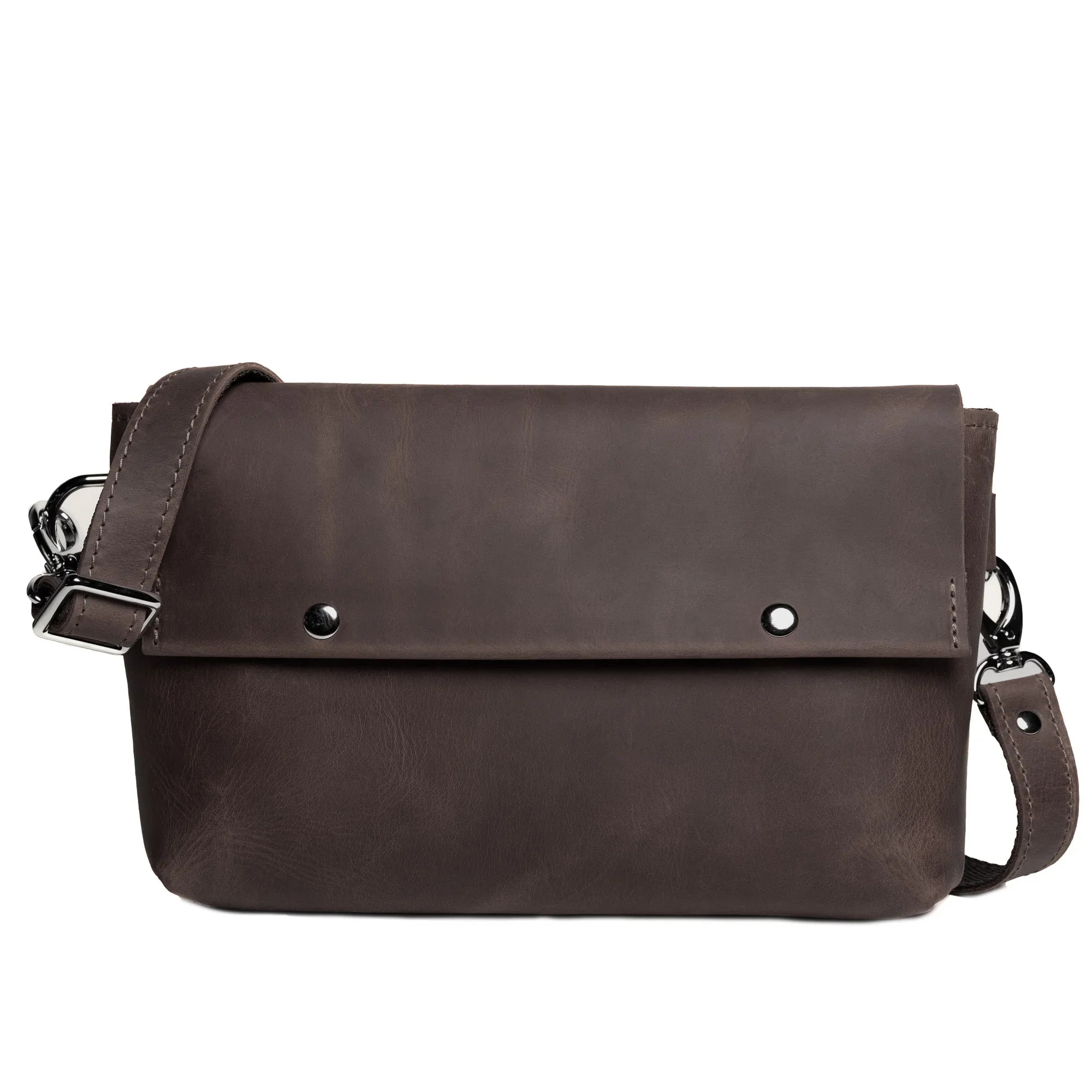 Matte Waxed Leather Unisex Crossbody Bag - Convertible to Waist bag, Clutch