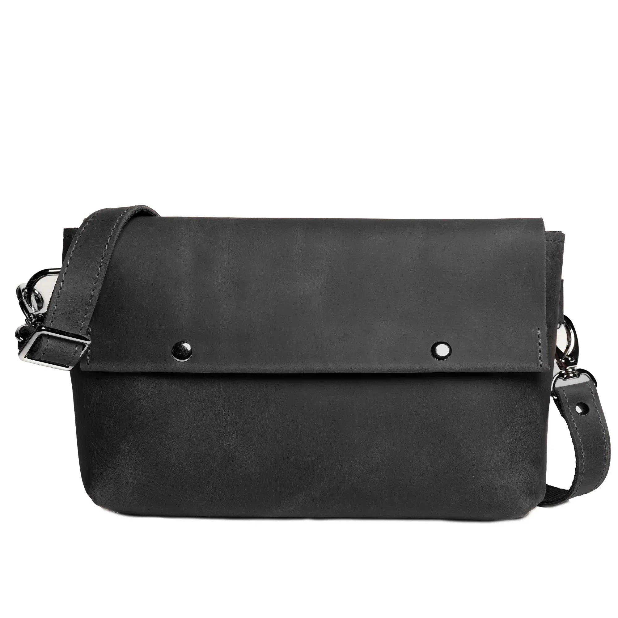 Matte Waxed Leather Unisex Crossbody Bag - Convertible to Waist bag, Clutch