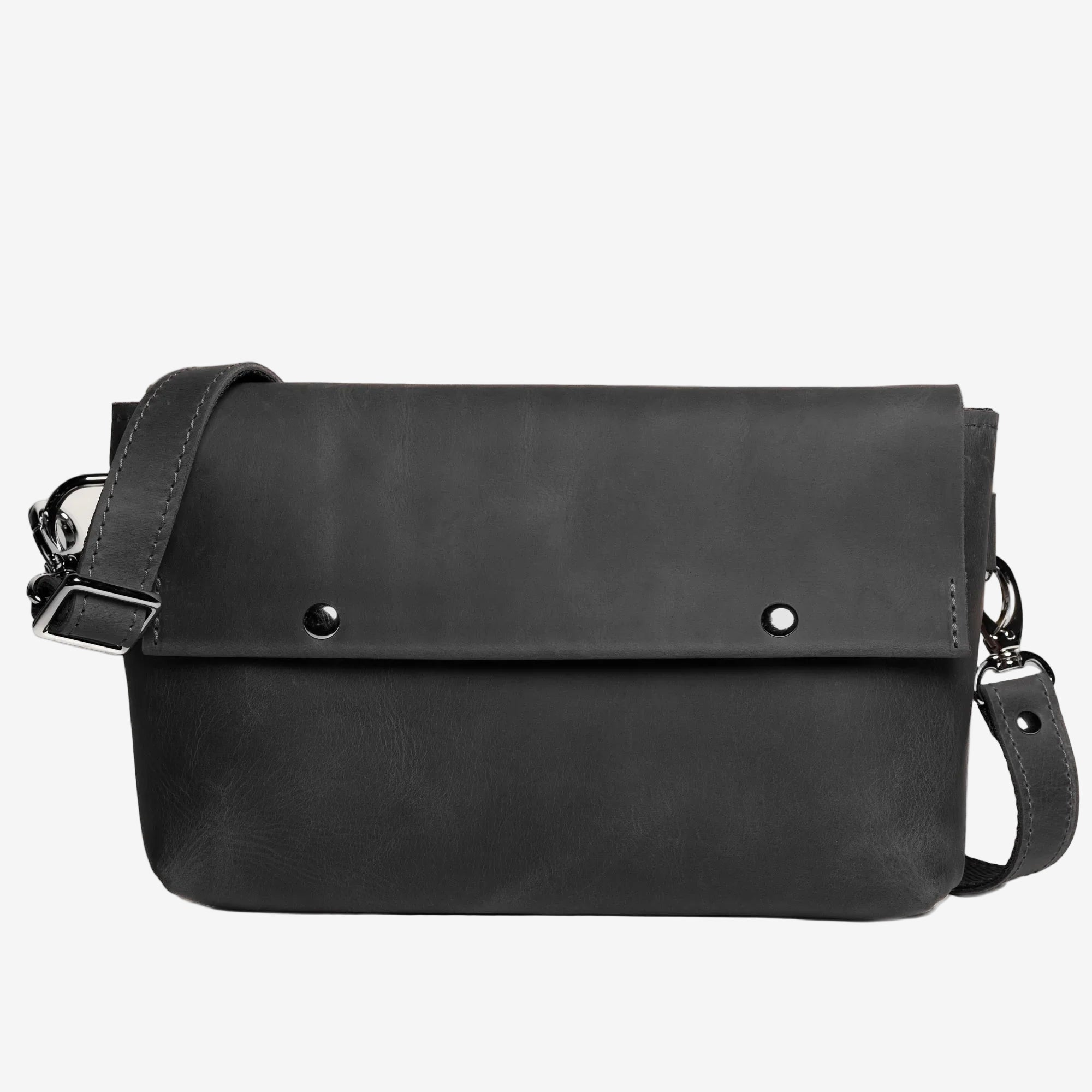 Matte Waxed Leather Unisex Crossbody Bag - Convertible to Waist bag, Clutch