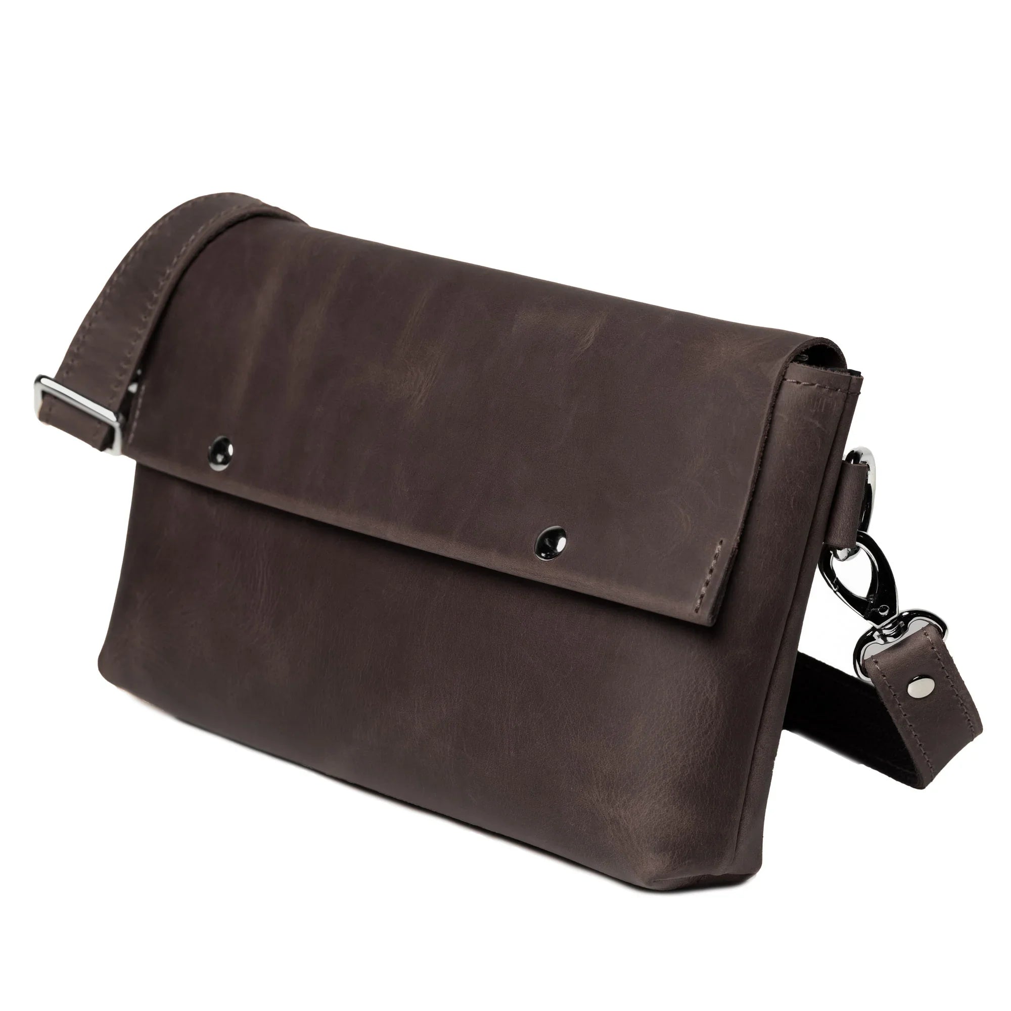 Matte Waxed Leather Unisex Crossbody Bag - Convertible to Waist bag, Clutch
