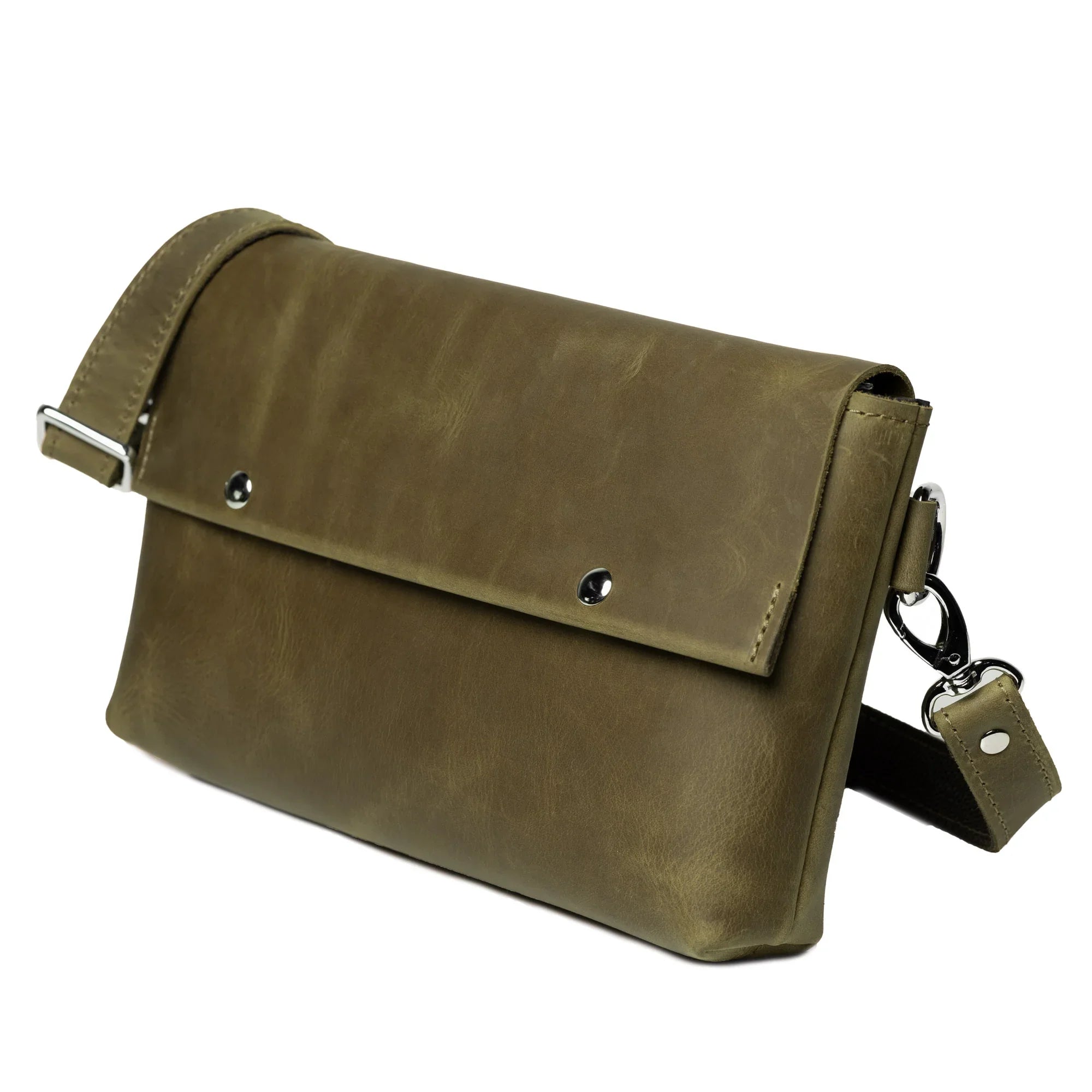 Matte Waxed Leather Unisex Crossbody Bag - Convertible to Waist bag, Clutch