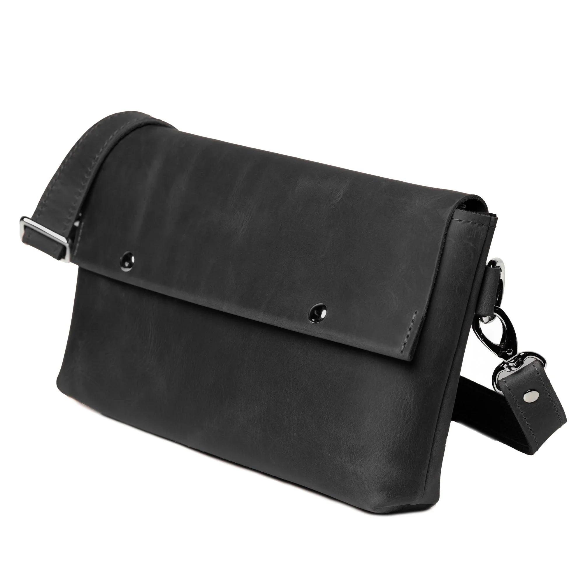 Matte Waxed Leather Unisex Crossbody Bag - Convertible to Waist bag, Clutch