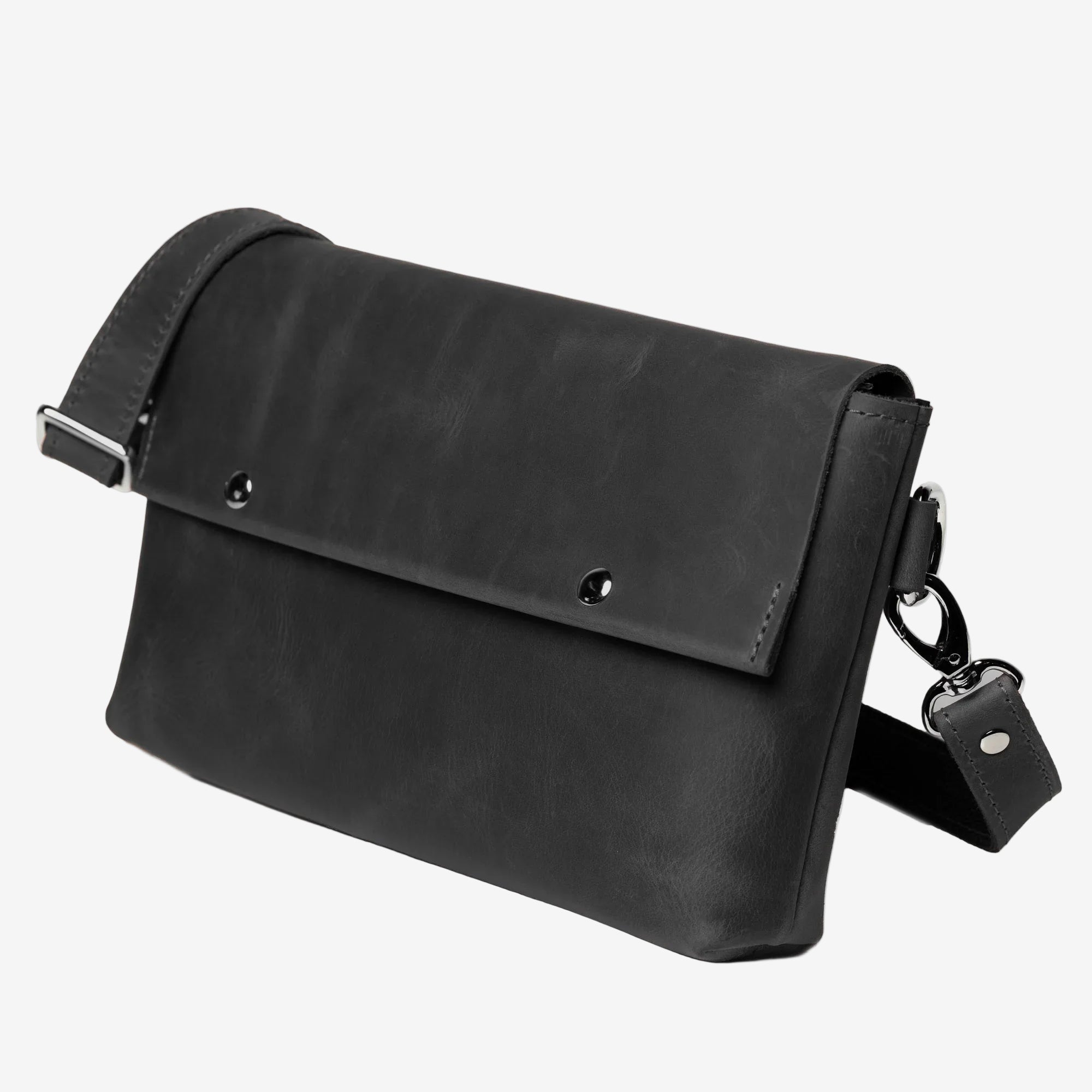 Matte Waxed Leather Unisex Crossbody Bag - Convertible to Waist bag, Clutch
