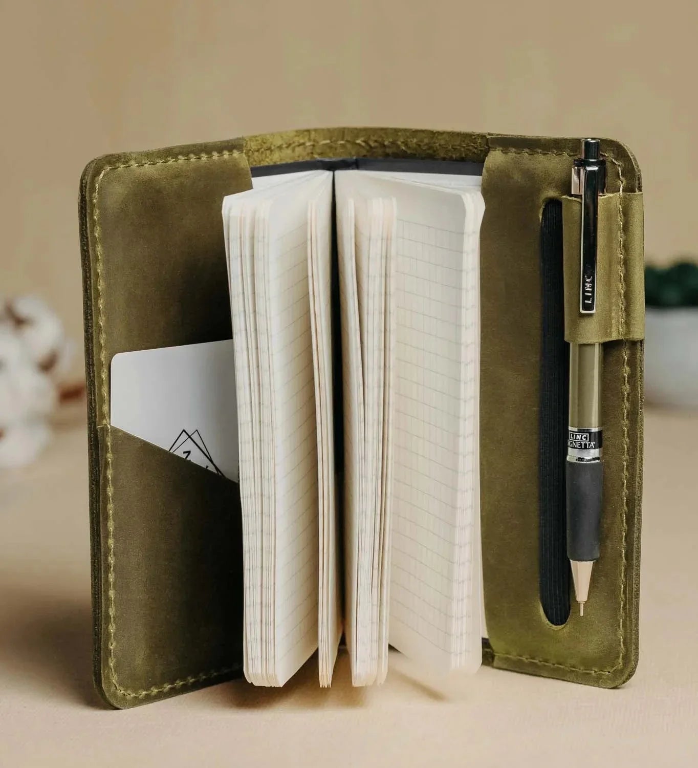 Distressed Leather Journal Cover – A6/A5/A4, Elastic + Pen Loop