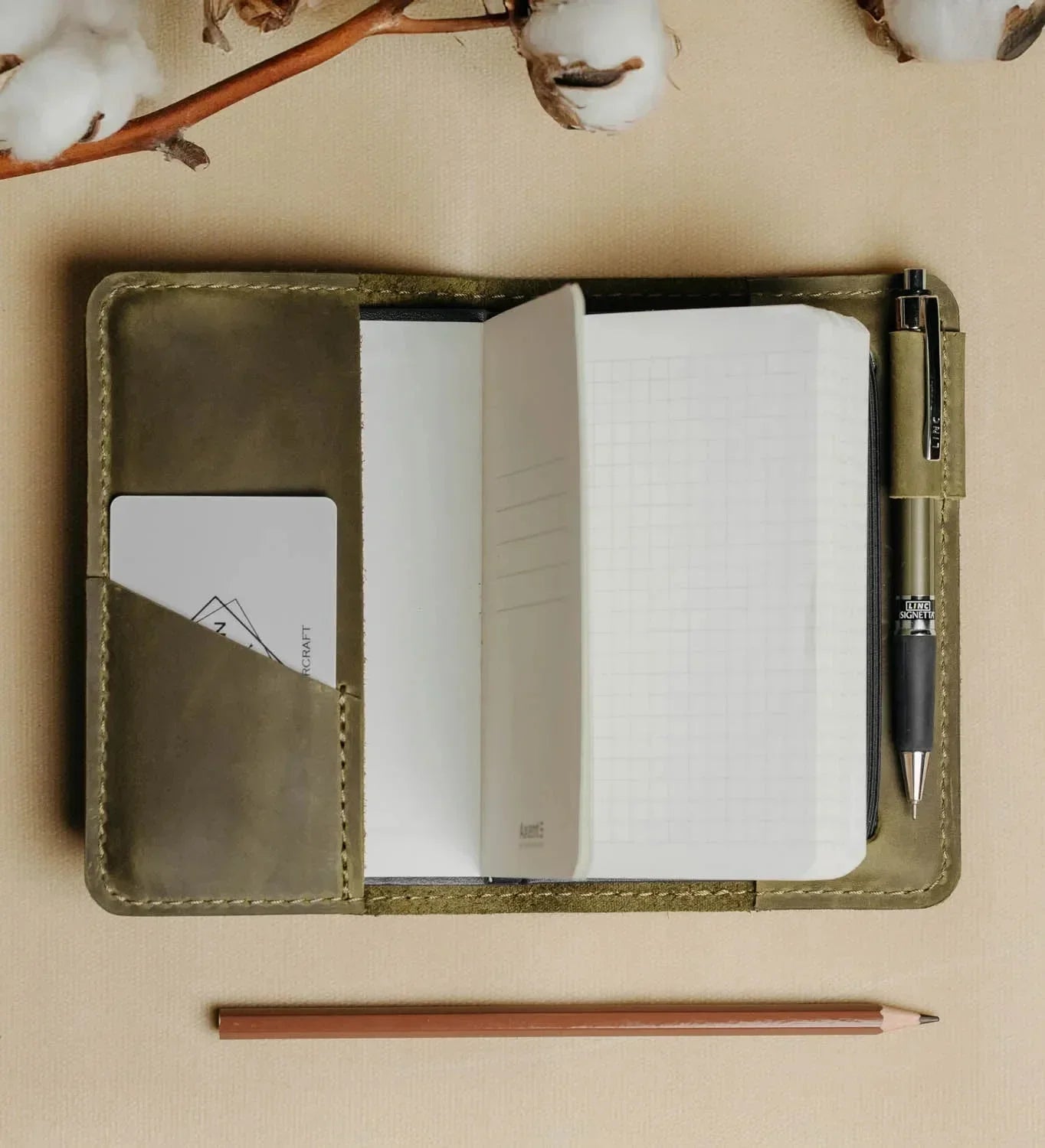 Distressed Leather Journal Cover – A6/A5/A4, Elastic + Pen Loop