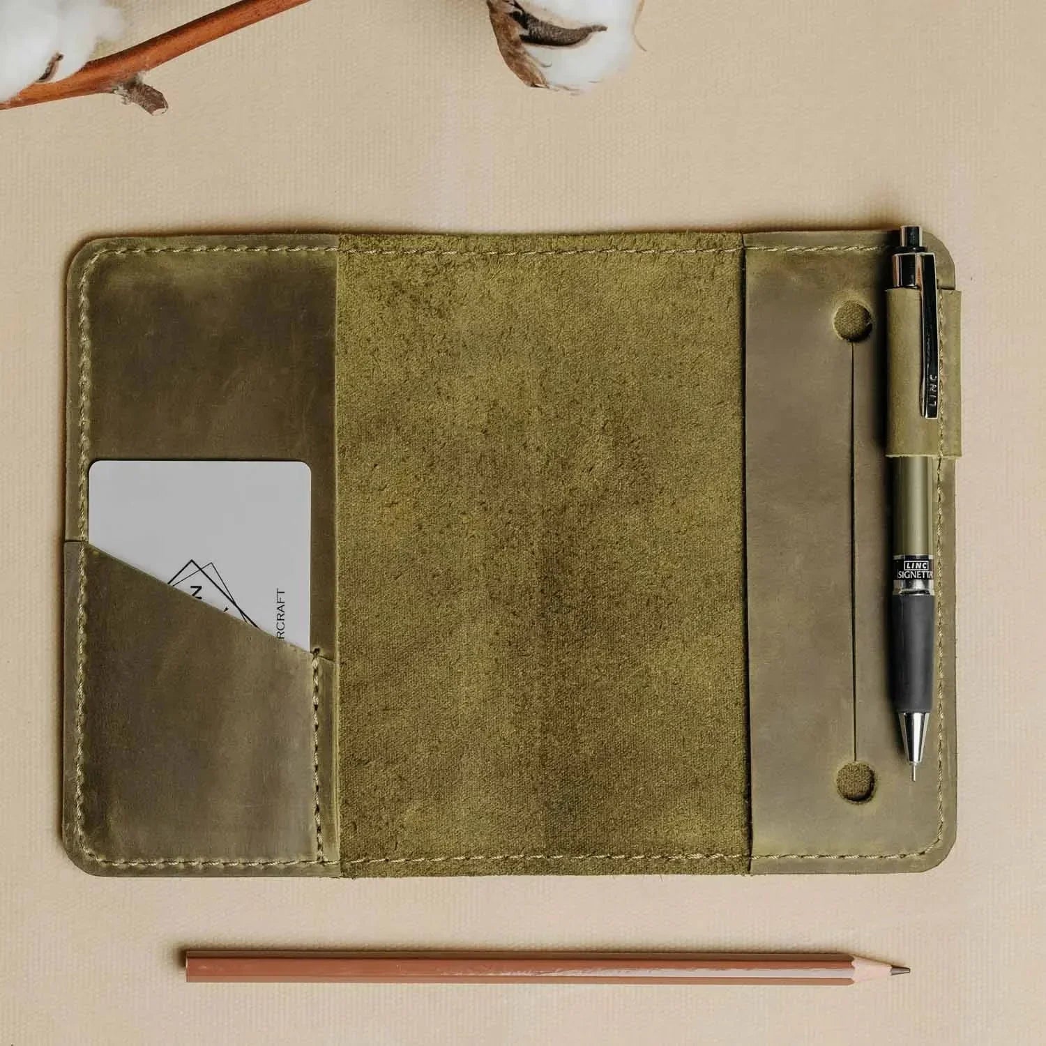 Distressed Leather Journal Cover – A6/A5/A4, Elastic + Pen Loop