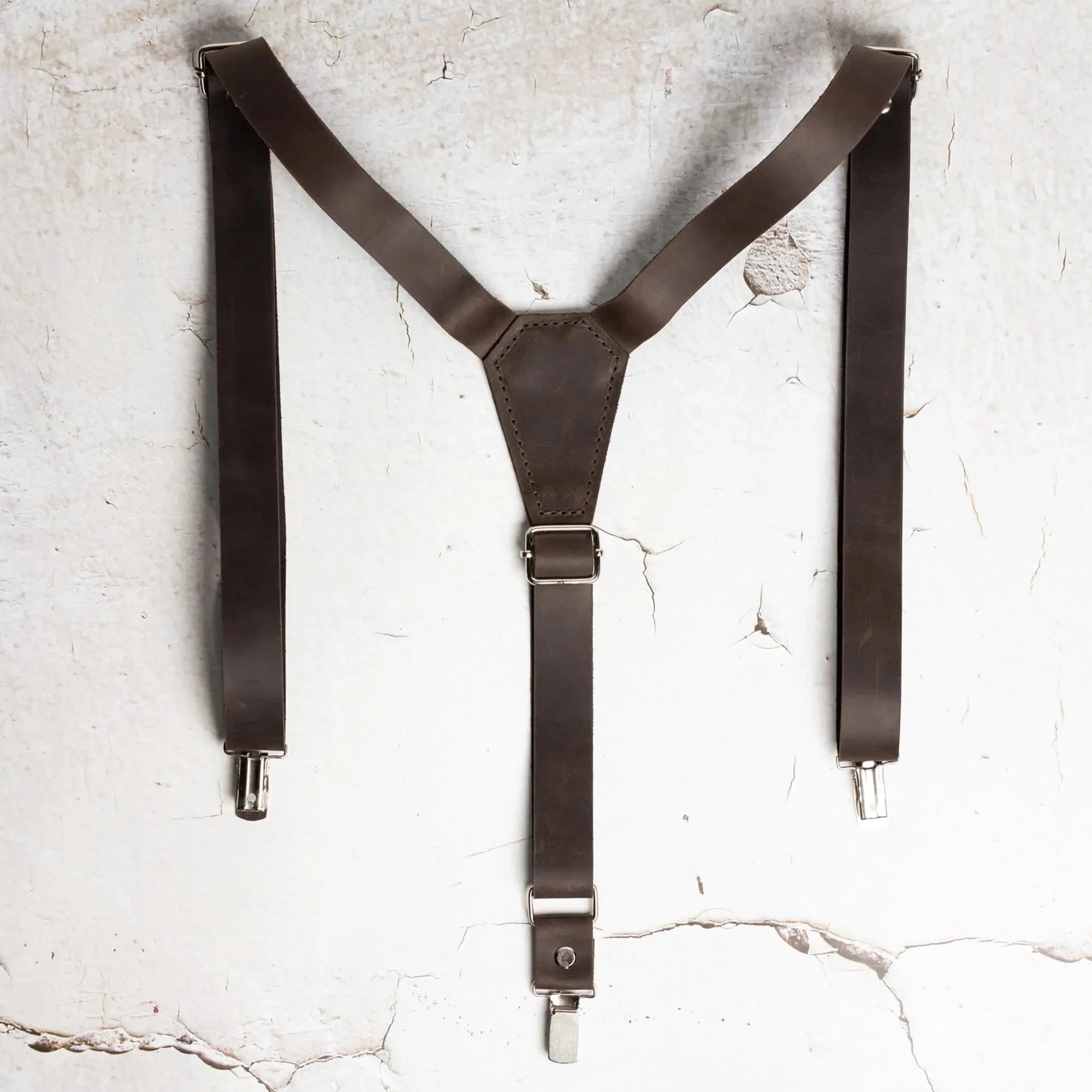 Y-Back Matte Leather Suspenders for Men – Rustic Style