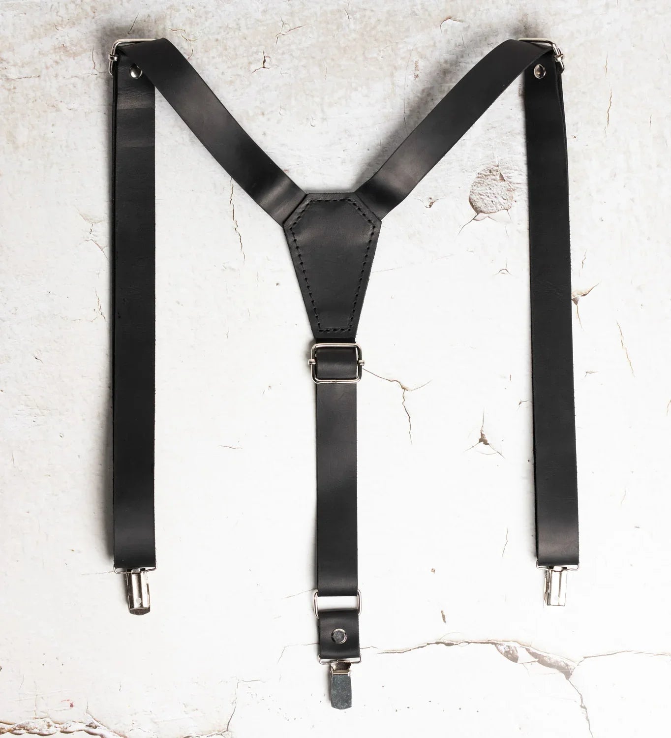 Y-Back Matte Leather Suspenders for Men – Rustic Style