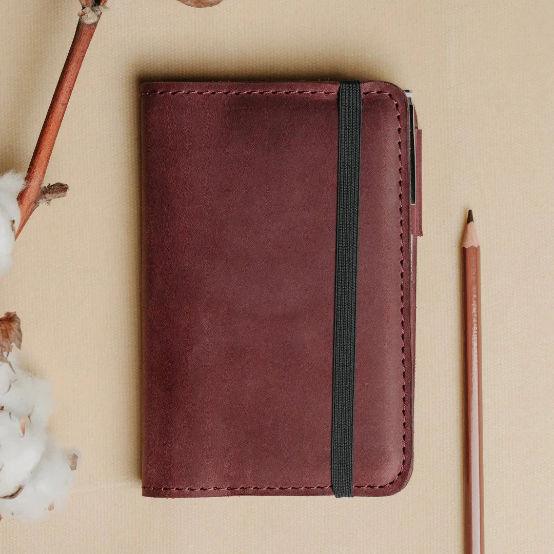 Distressed Leather Journal Cover – A6/A5/A4, Elastic + Pen Loop