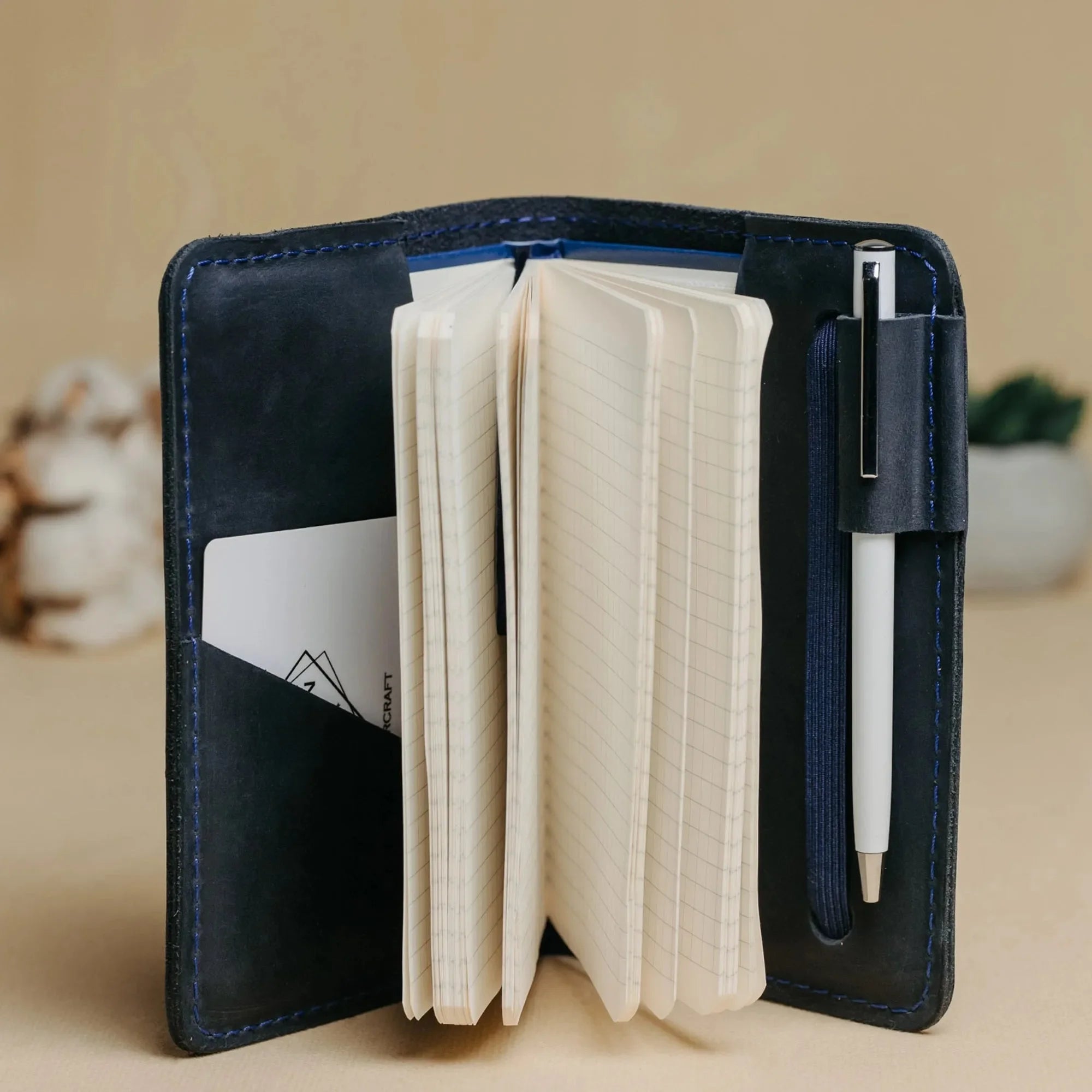 Distressed Leather Journal Cover – A6/A5/A4, Elastic + Pen Loop