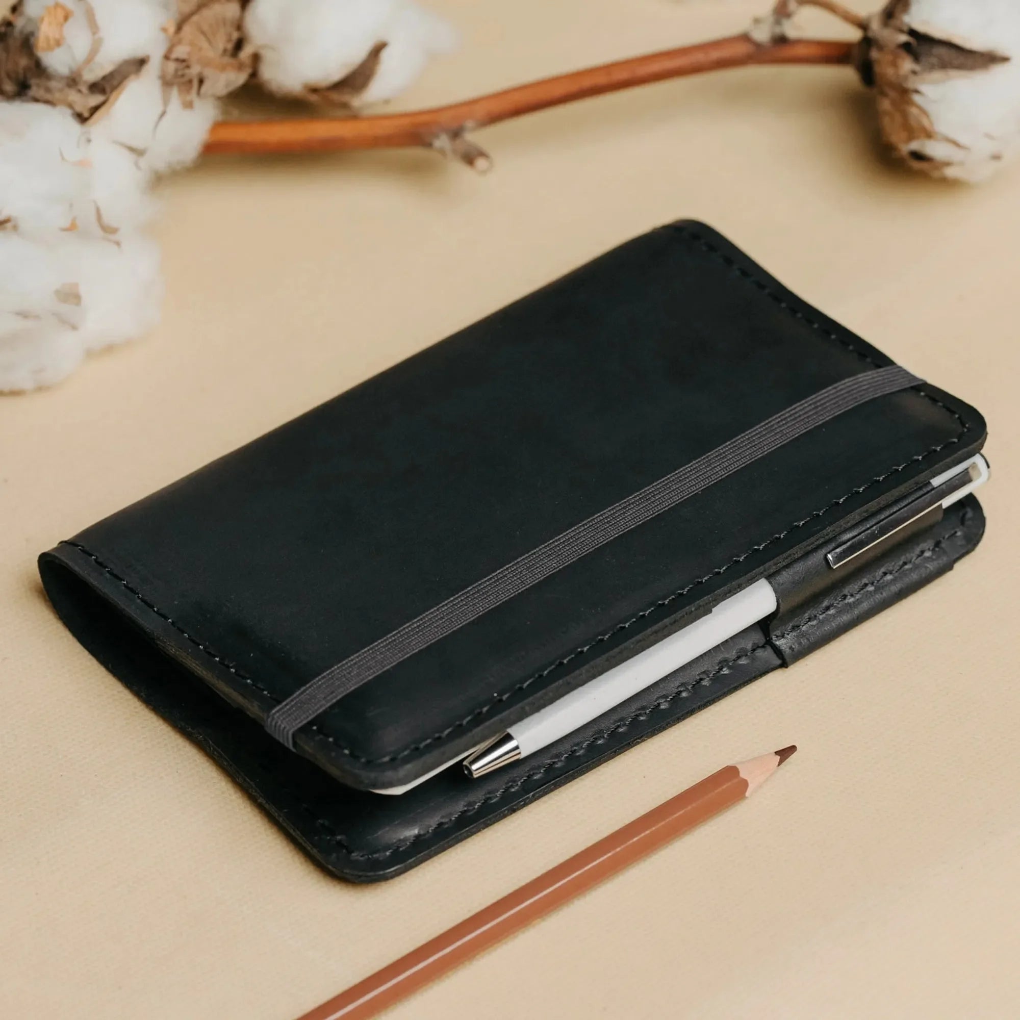 Distressed Leather Notebook cover A6, A5, B5, B6, A4 | Black - Wenderfarer