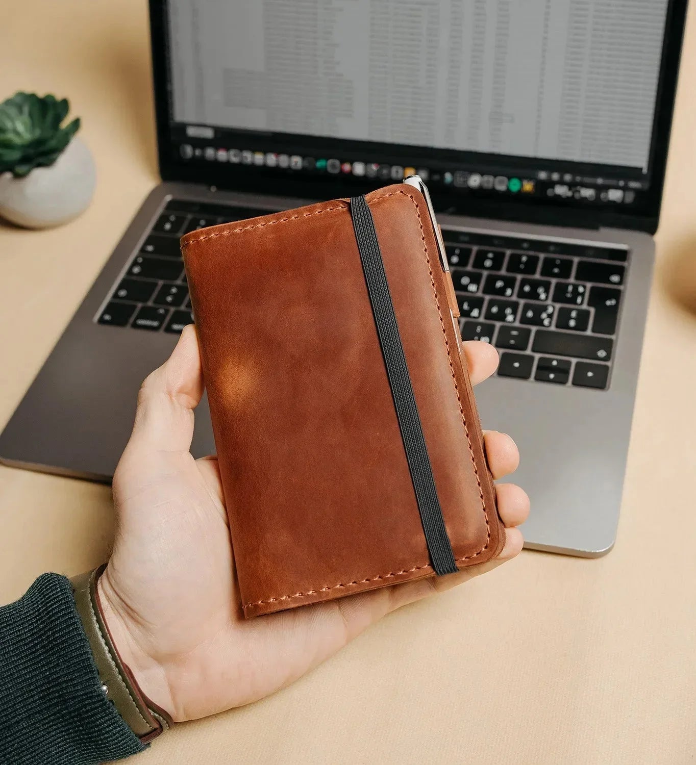 Distressed Leather Journal Cover – A6/A5/A4, Elastic + Pen Loop