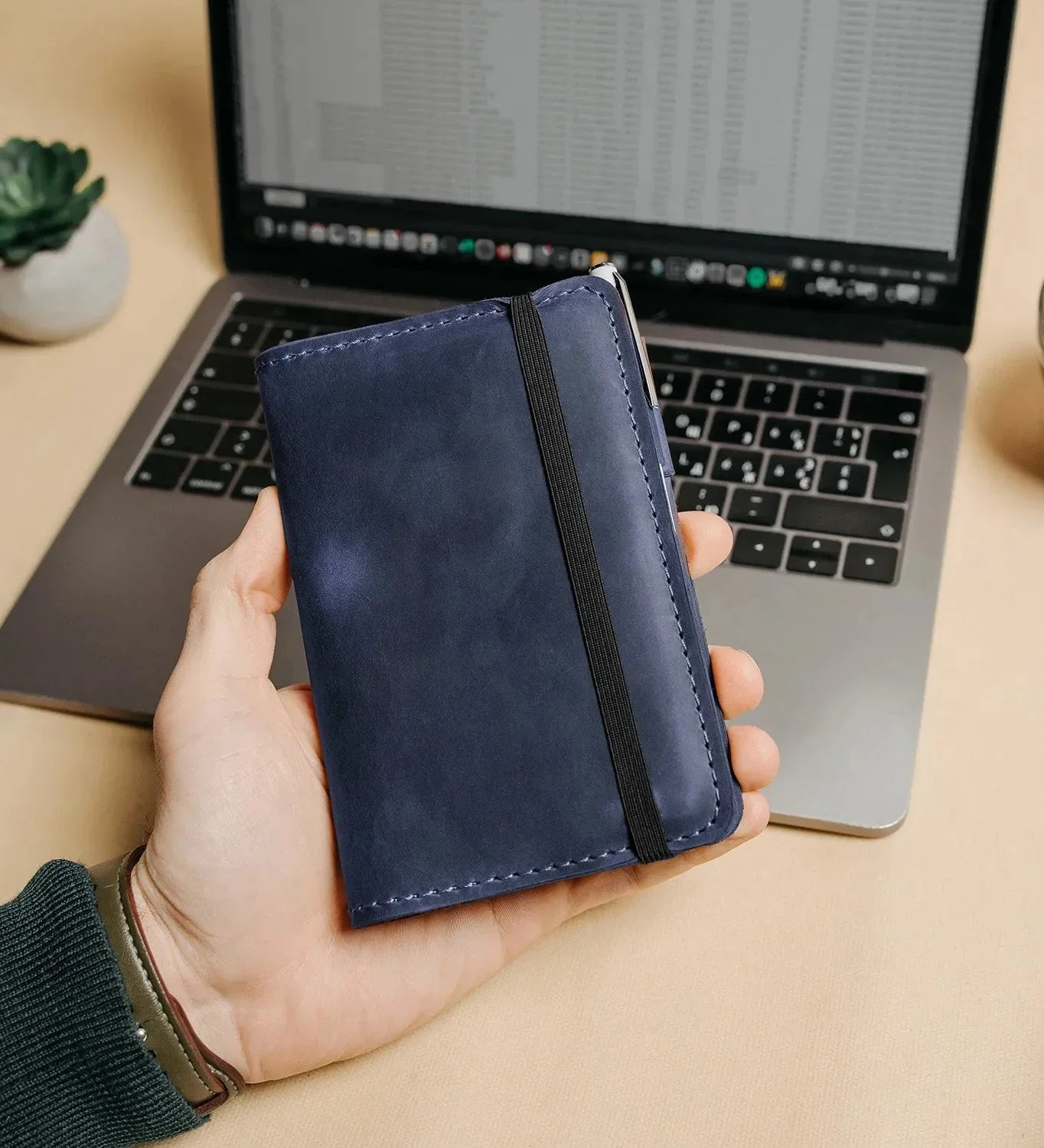 Distressed Leather Journal Cover – A6/A5/A4, Elastic + Pen Loop