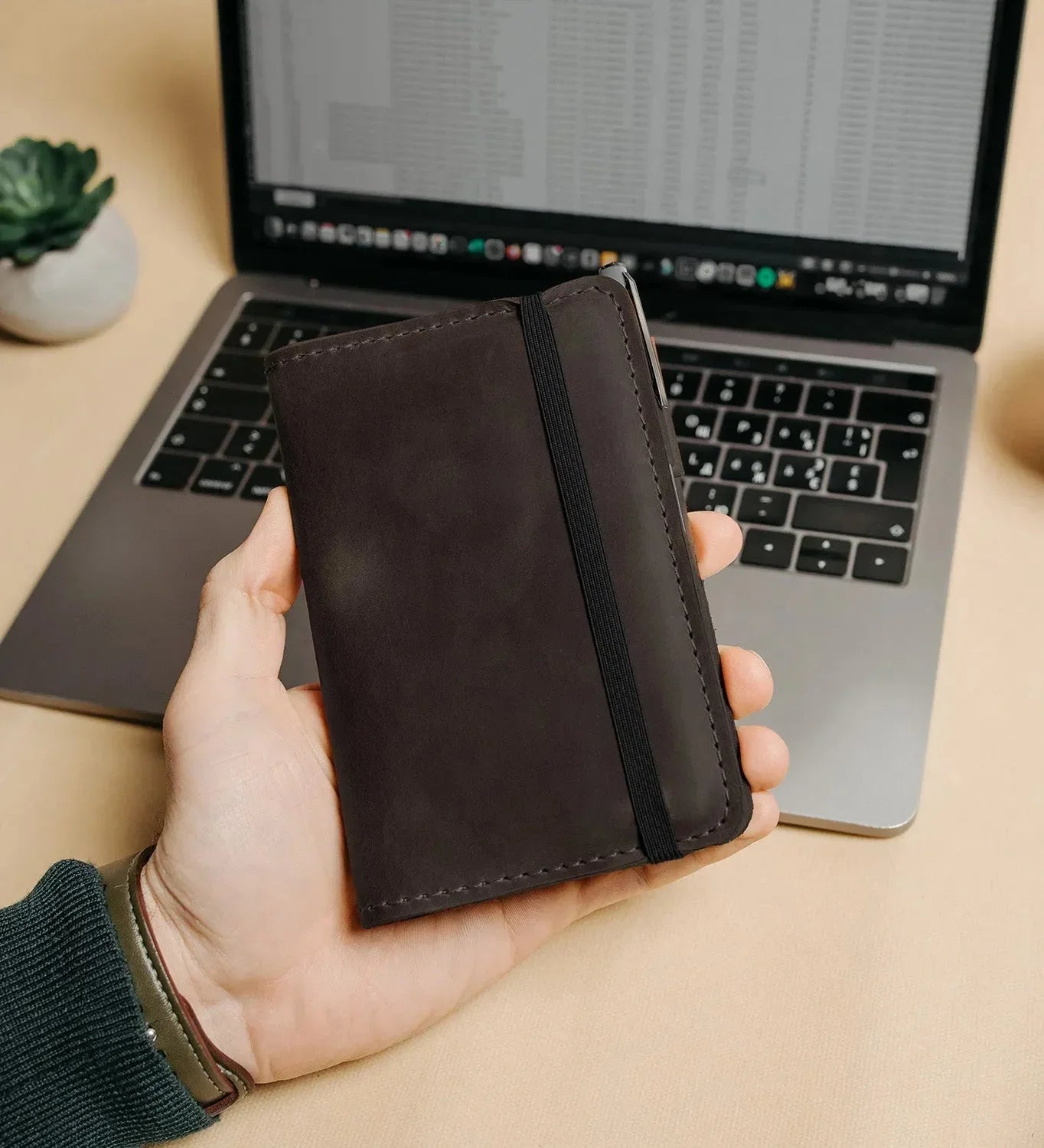 Distressed Leather Journal Cover – A6/A5/A4, Elastic + Pen Loop