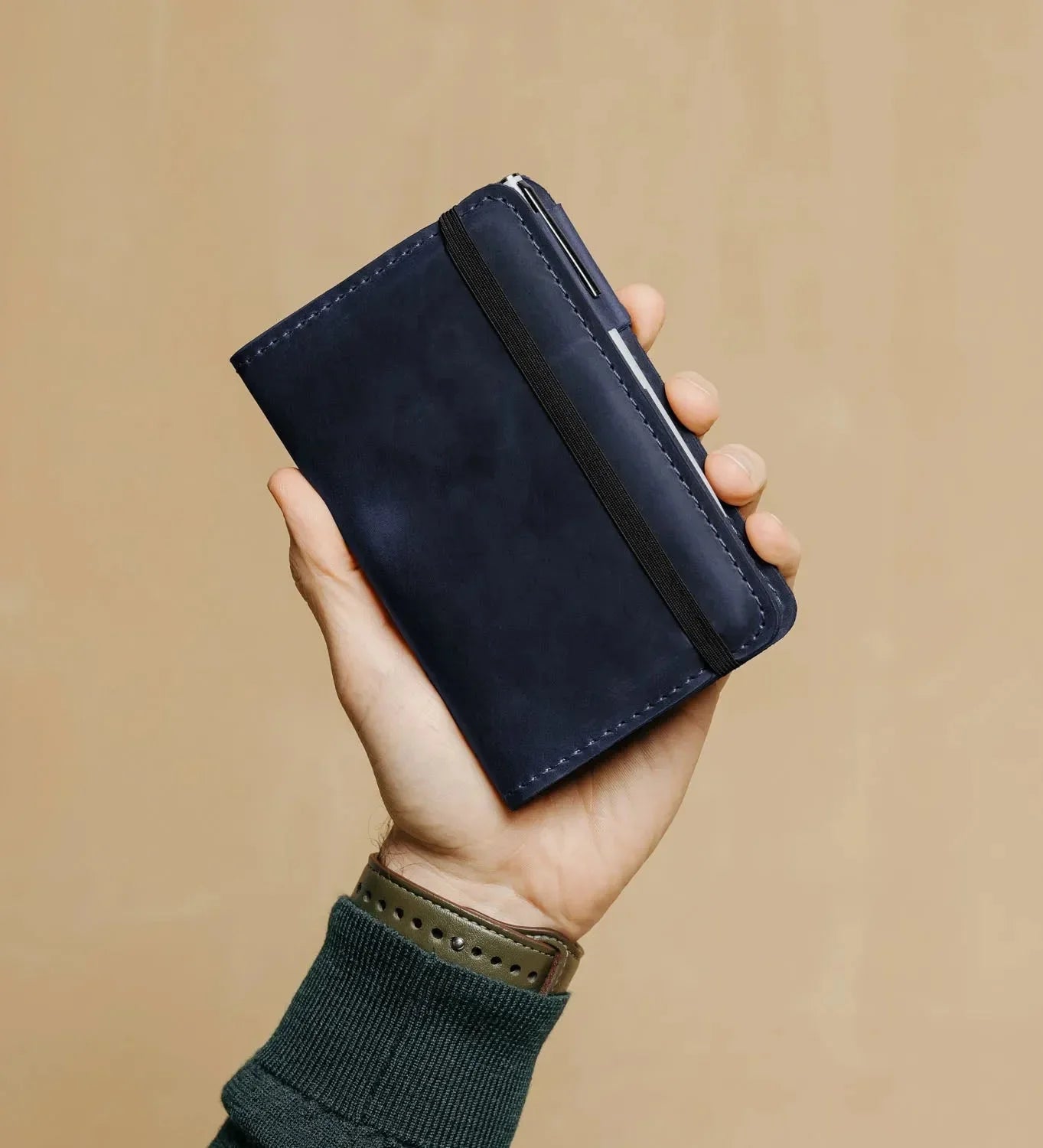 Distressed Leather Journal Cover – A6/A5/A4, Elastic + Pen Loop