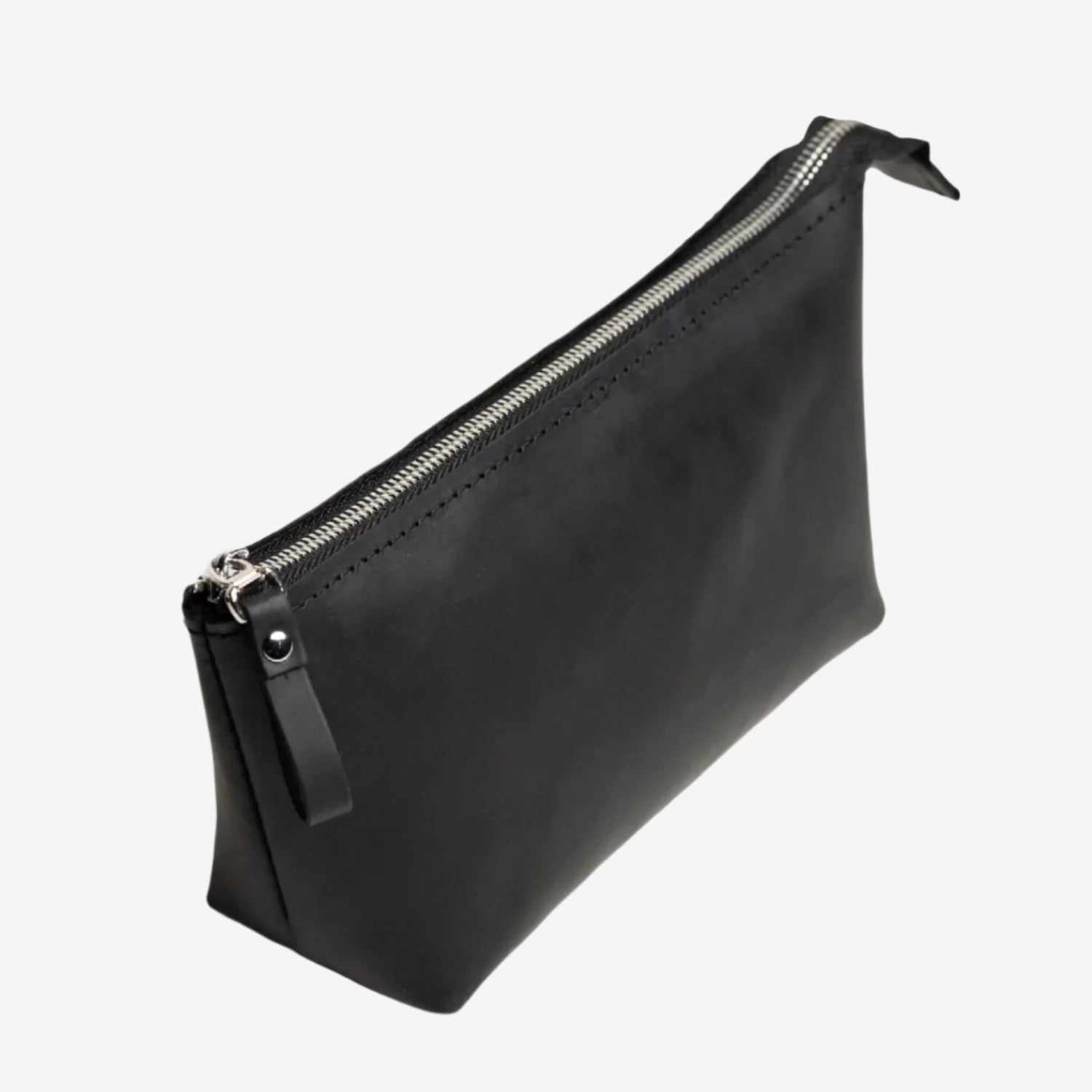 Full grain Leather Makeup Bag - Allure | Matte Black - Wenderfarer