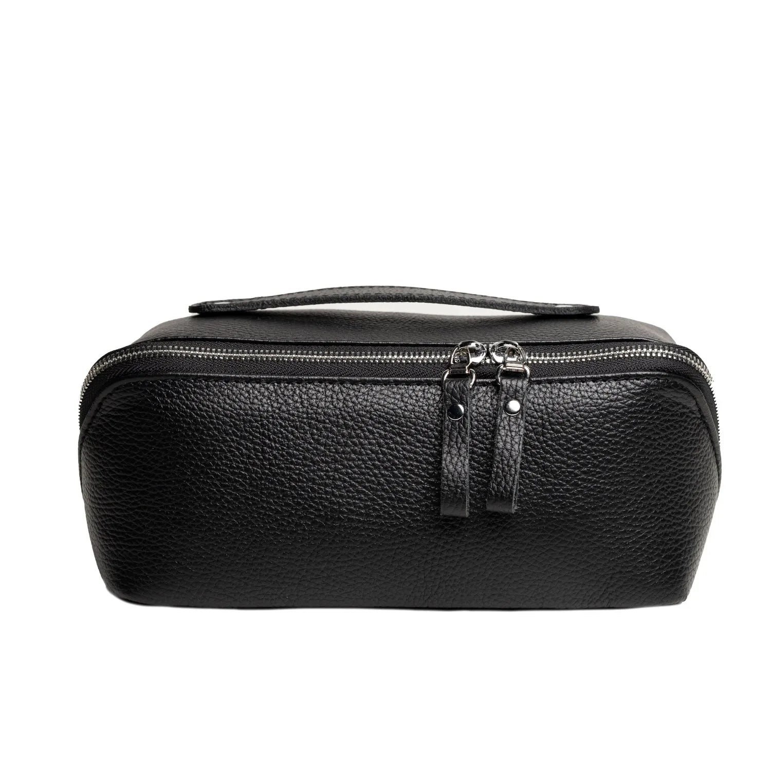 Fullgrain Leather Cosmetic Bag - BeautyBox | Graini Black - Wenderfarer