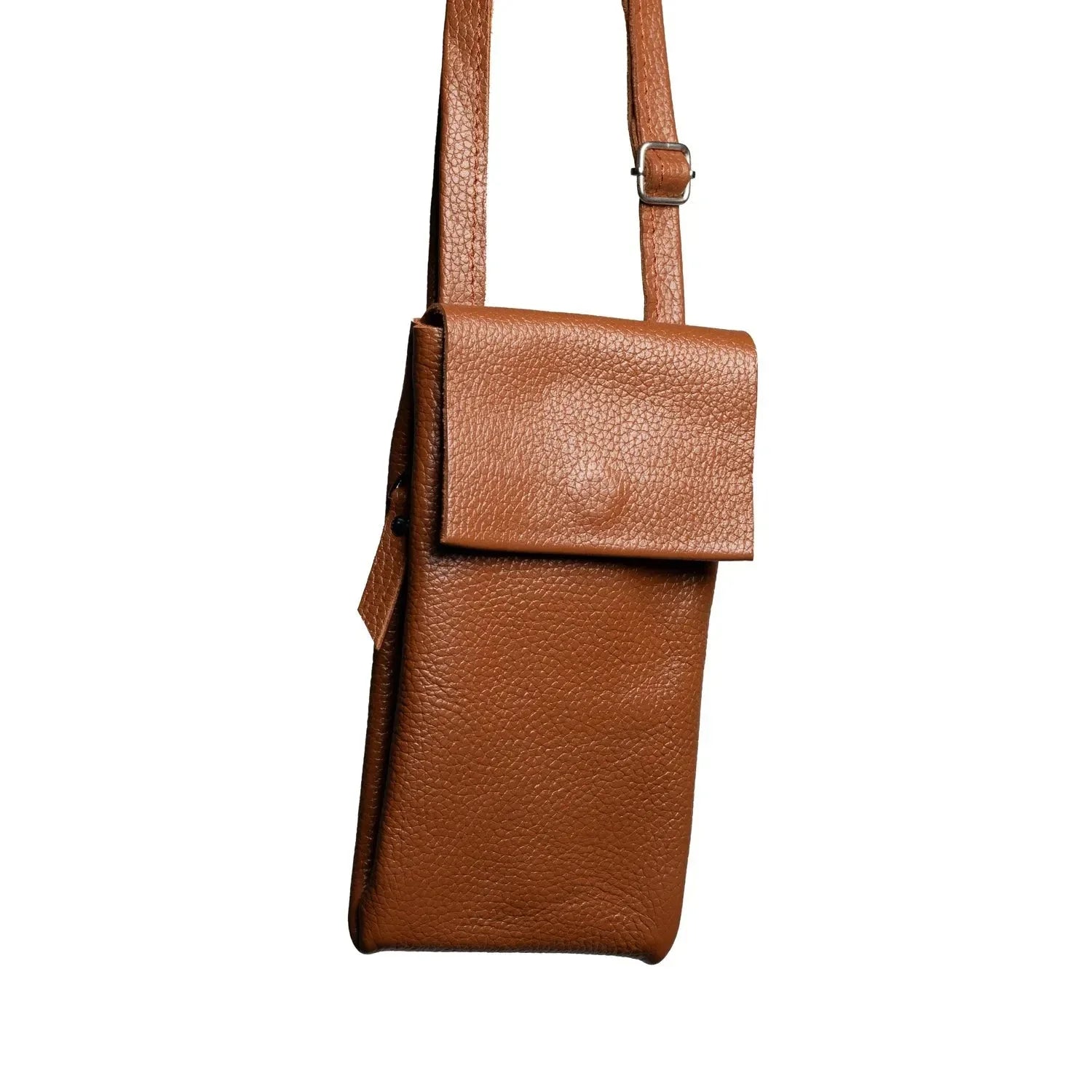 Minimalist Phone Pouch – Grainy Leather Crossbody Bag
