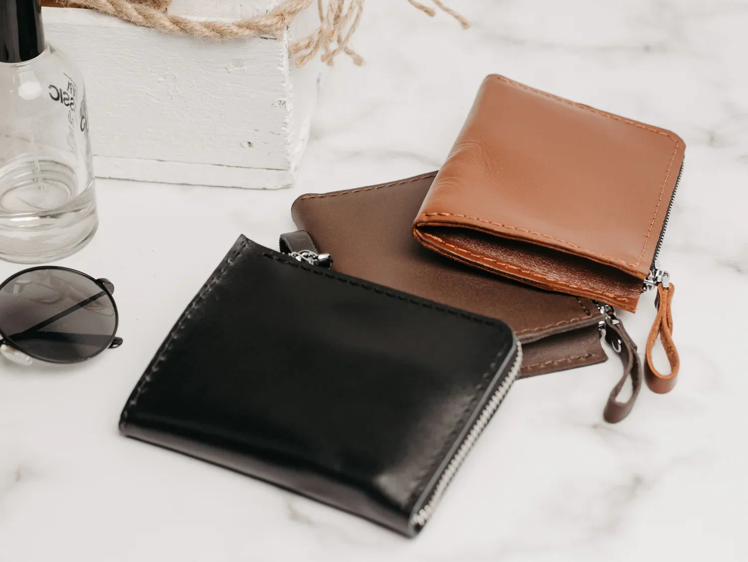 Small Zippered Leather Wallet