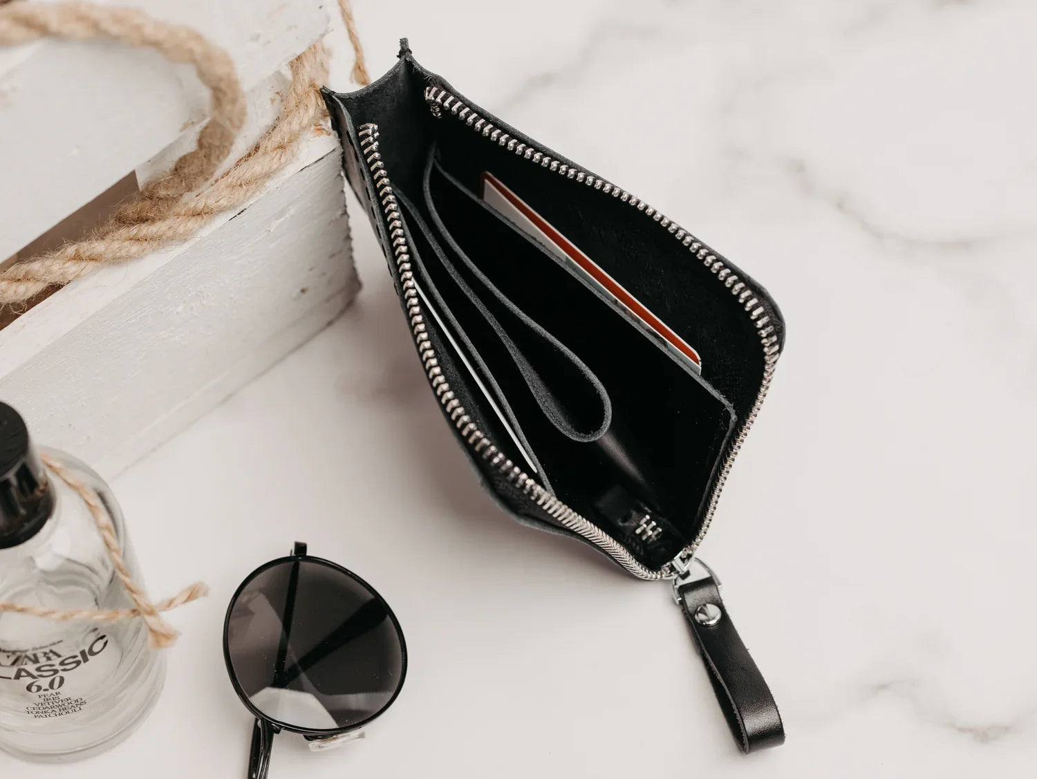 Small Zippered Leather Wallet