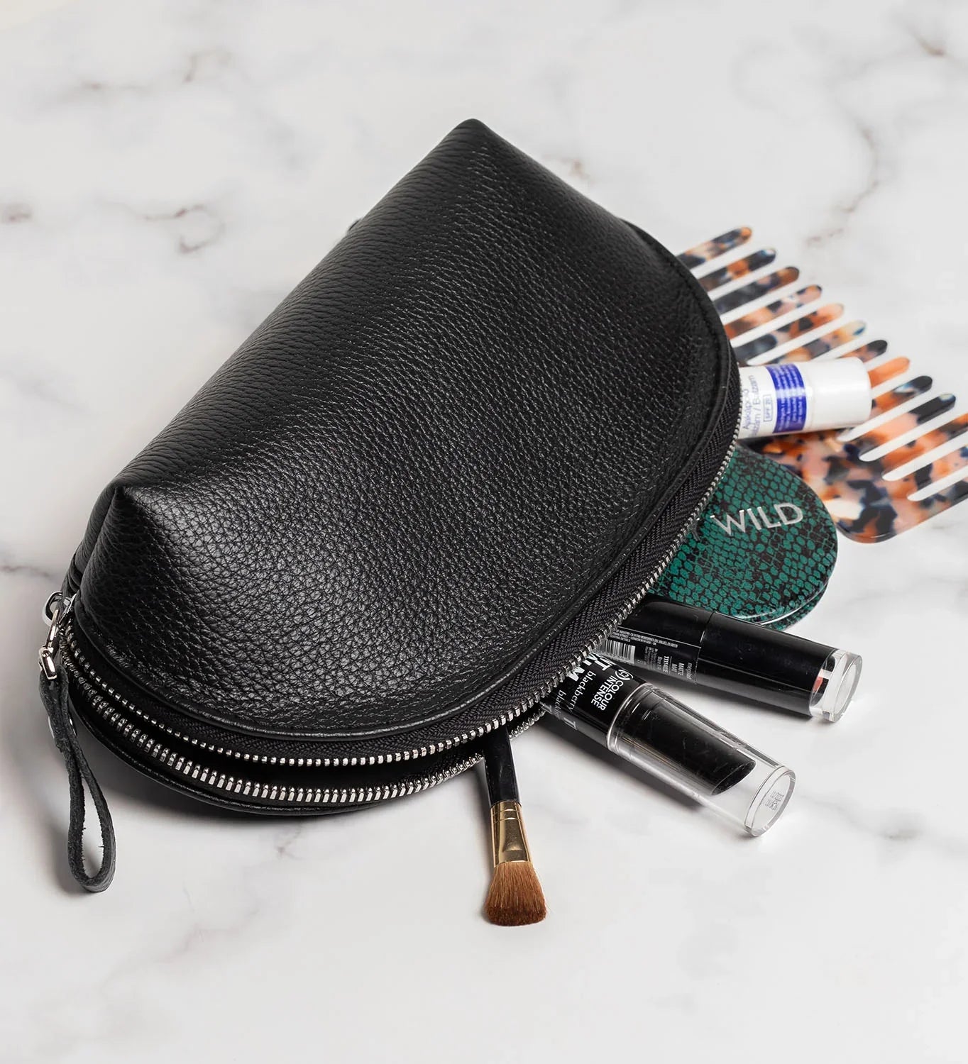 Full Grain Leather Makeup Bag for Women | Mirana