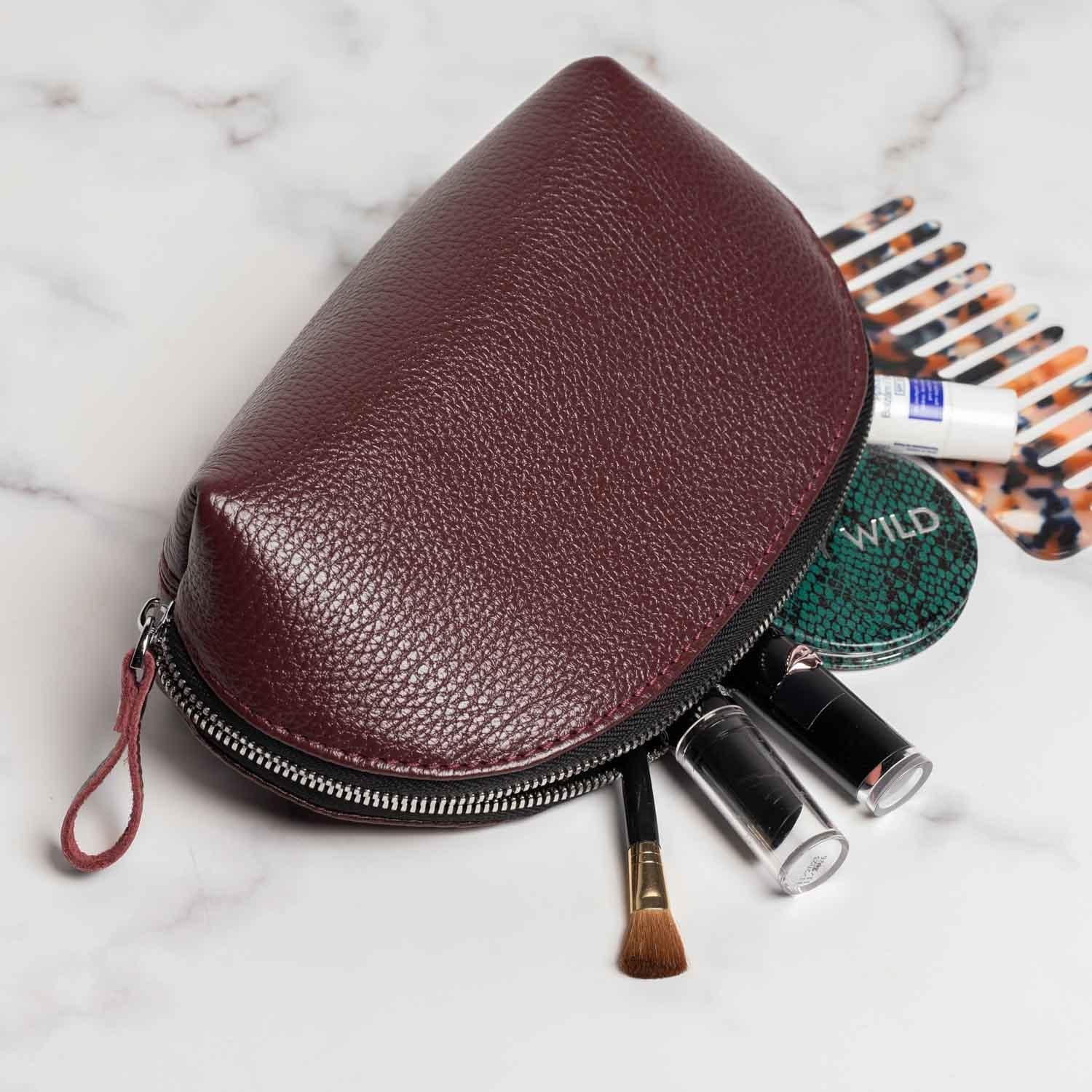 Full Grain Leather Makeup Bag for Women | Mirana
