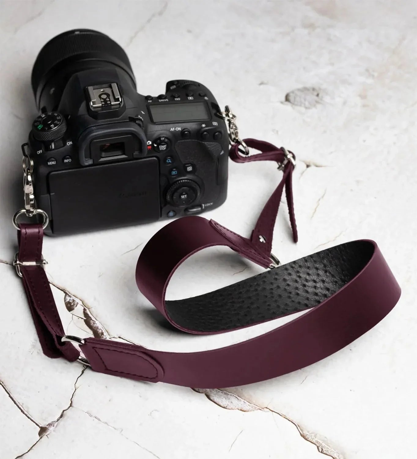 Leather Camera Neck Strap – Adjustable for DSLR & Mirrorless Cameras