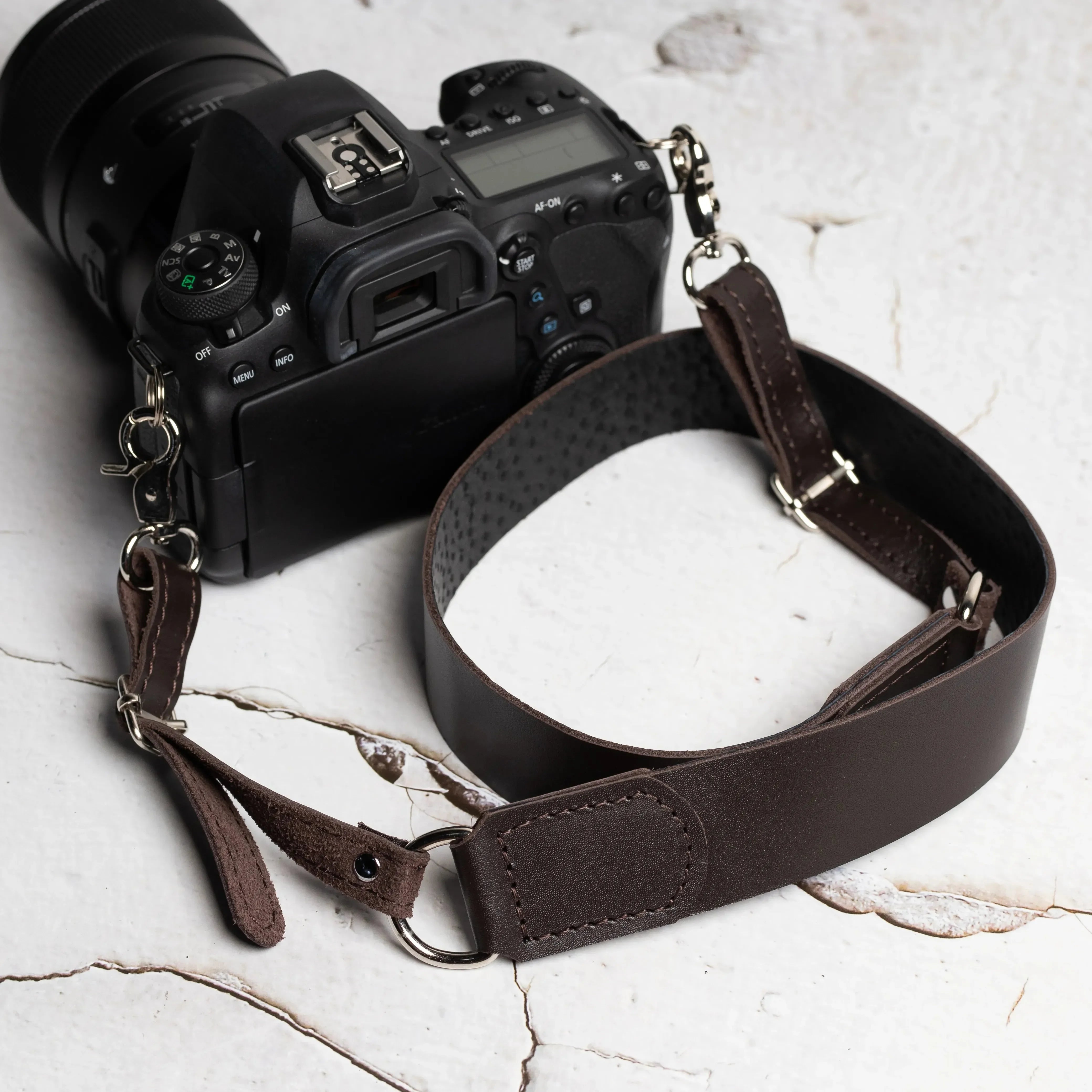 Leather Camera Neck Strap – Adjustable for DSLR & Mirrorless Cameras