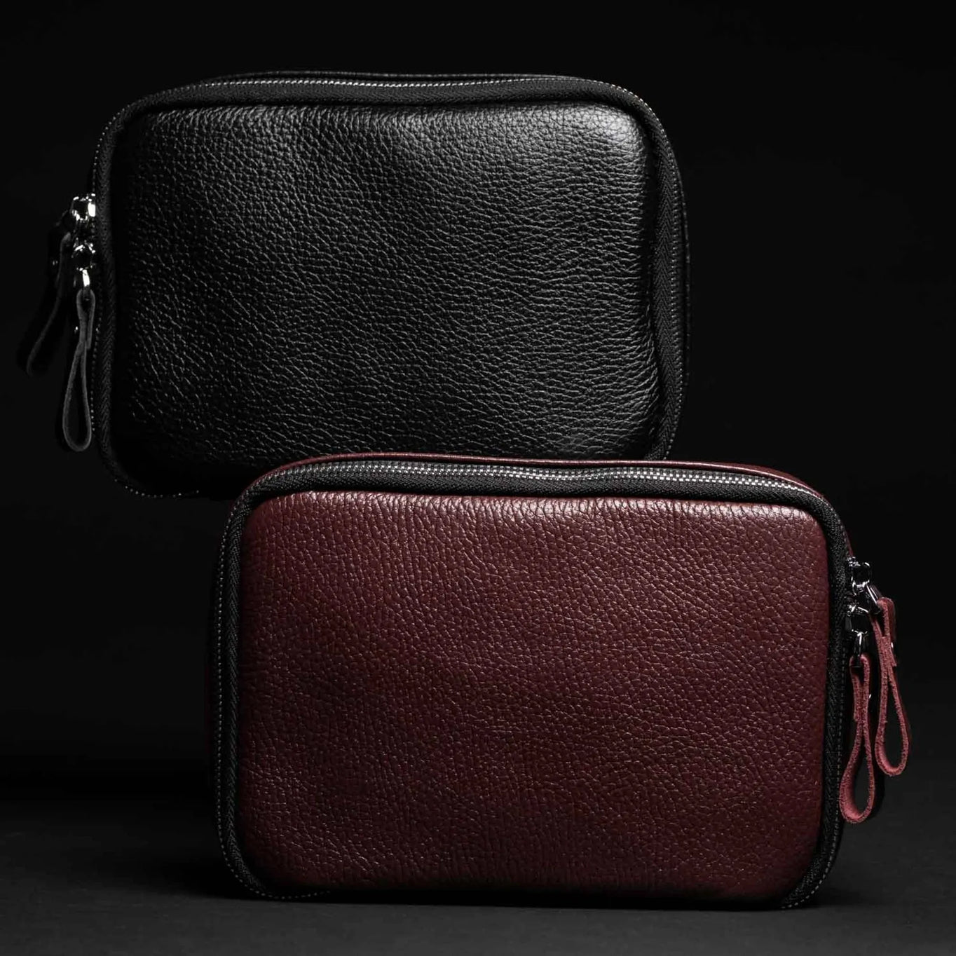 Leather Tech Organizer for Daily Use | Grainy Black - Wenderfarer